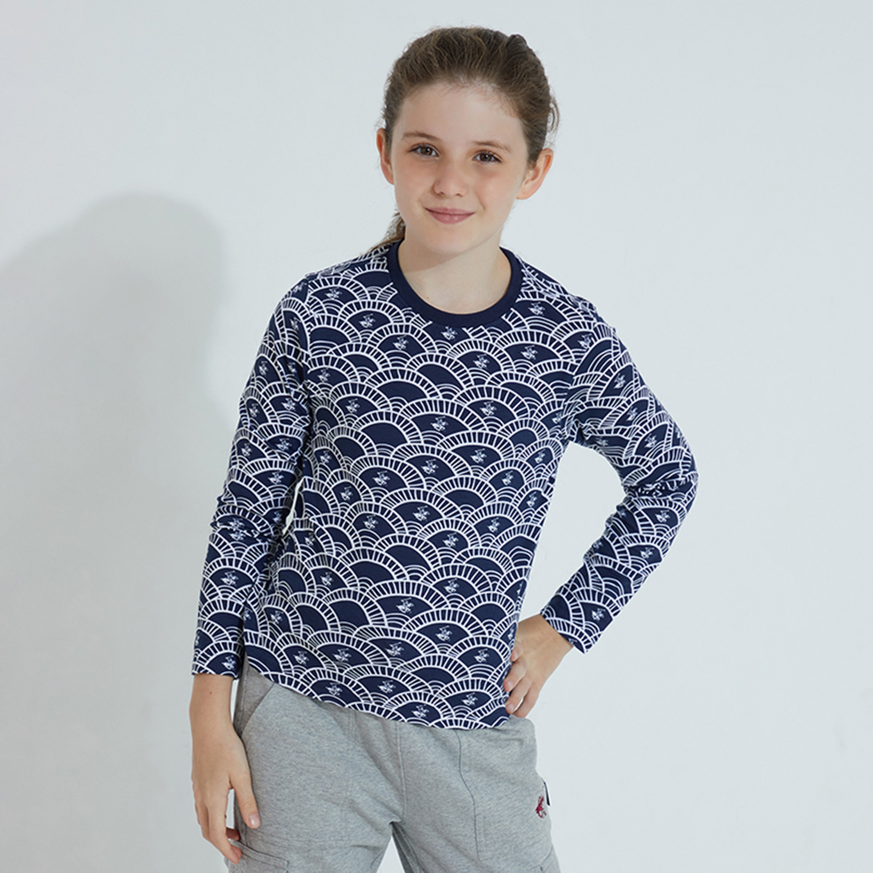تي شيرت بأكمام طويلة بطبعة مروحة  من بيفرلي هيلز بولو كلوب-girls-clothing-tshirts-image-5