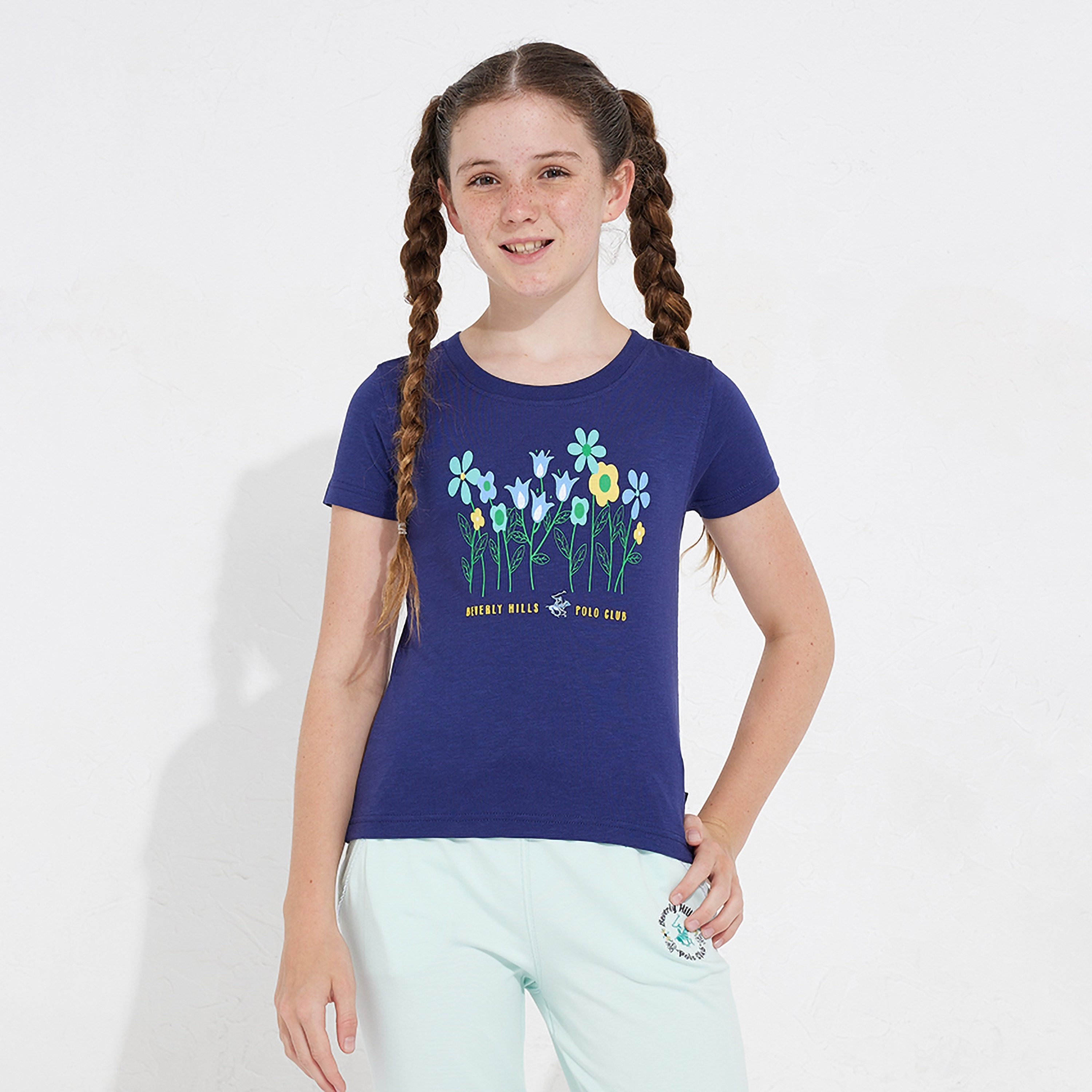 Beverly Hills Polo Club Floral Printed Short Sleeves T-Shirt-girls-clothing-tshirts-image-1