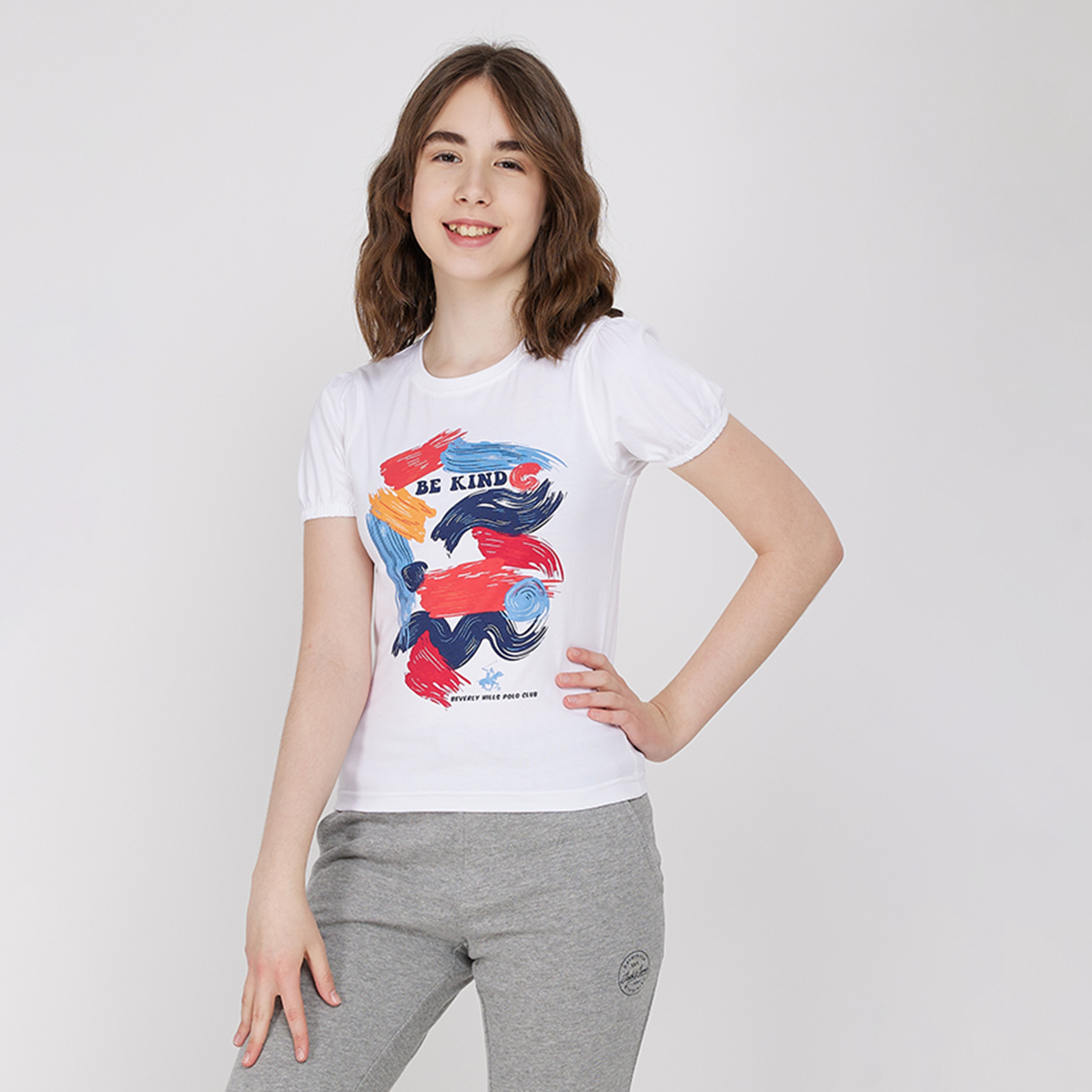 تيشيرت بياقة دائرية بتفاصيل شعار من القطن من بيفرلي هيلز بولو كلوب-girls-clothing-tshirts-image-1