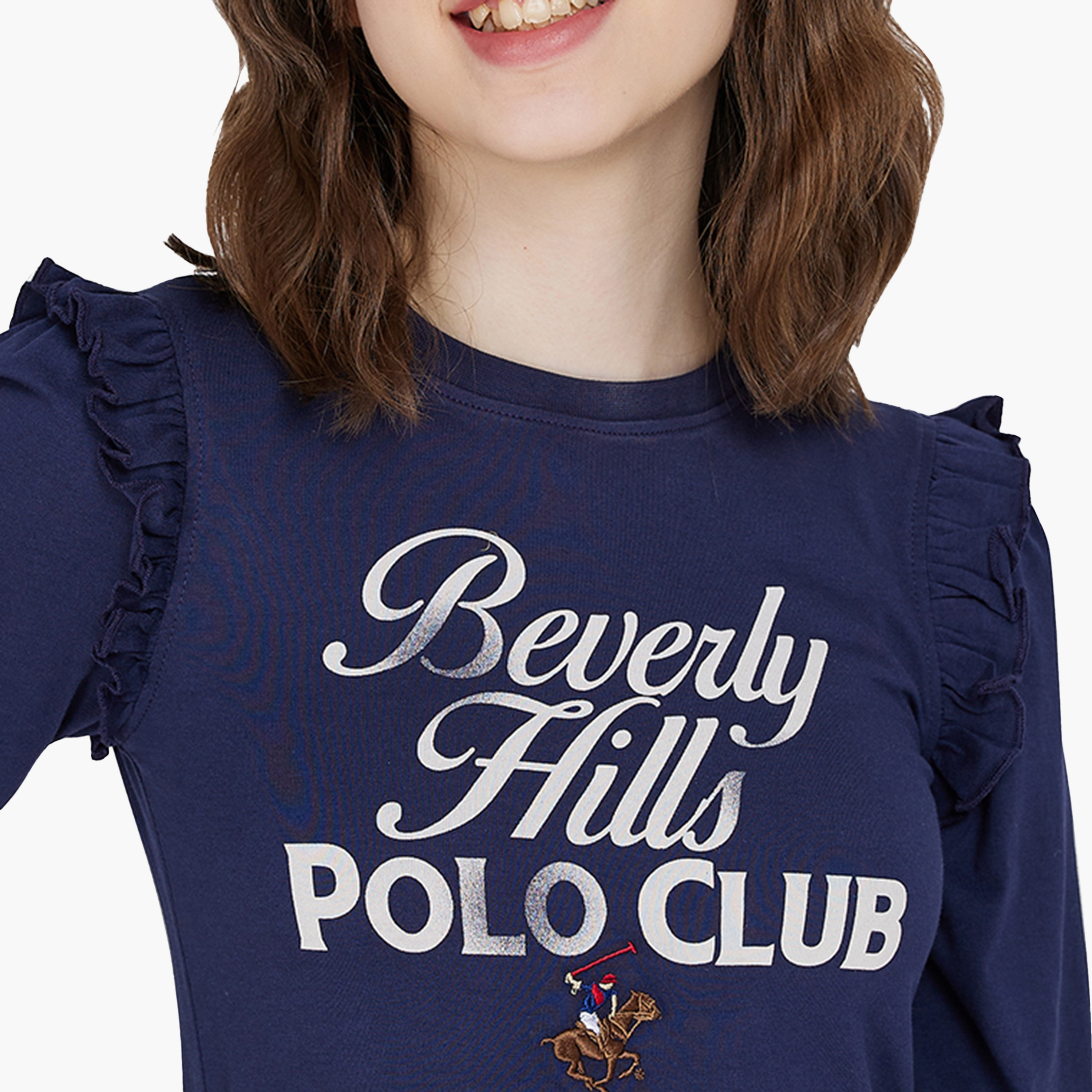 بلوزة قطنية مطبوعة بأكمام طويلة من بيفرلي هيلز بولو كلوب-girls-clothing-blousesandshirts-image-3