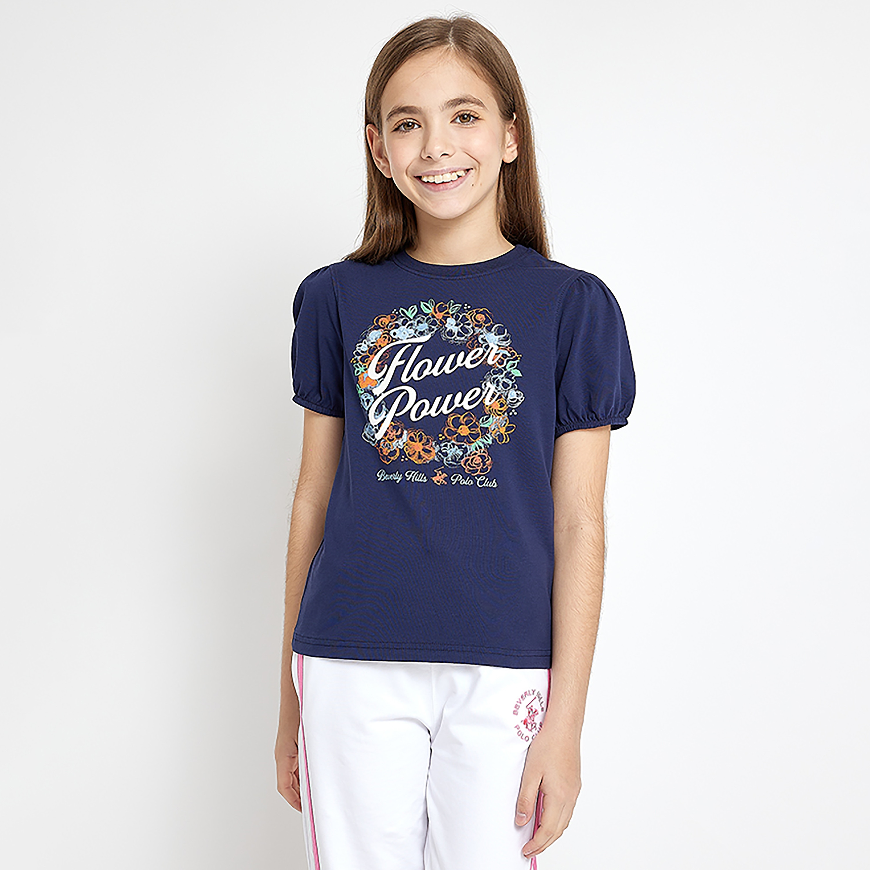 Beverly Hills Polo Club Floral Printed Short Sleeves T-Shirt-girls-clothing-tshirts-image-1