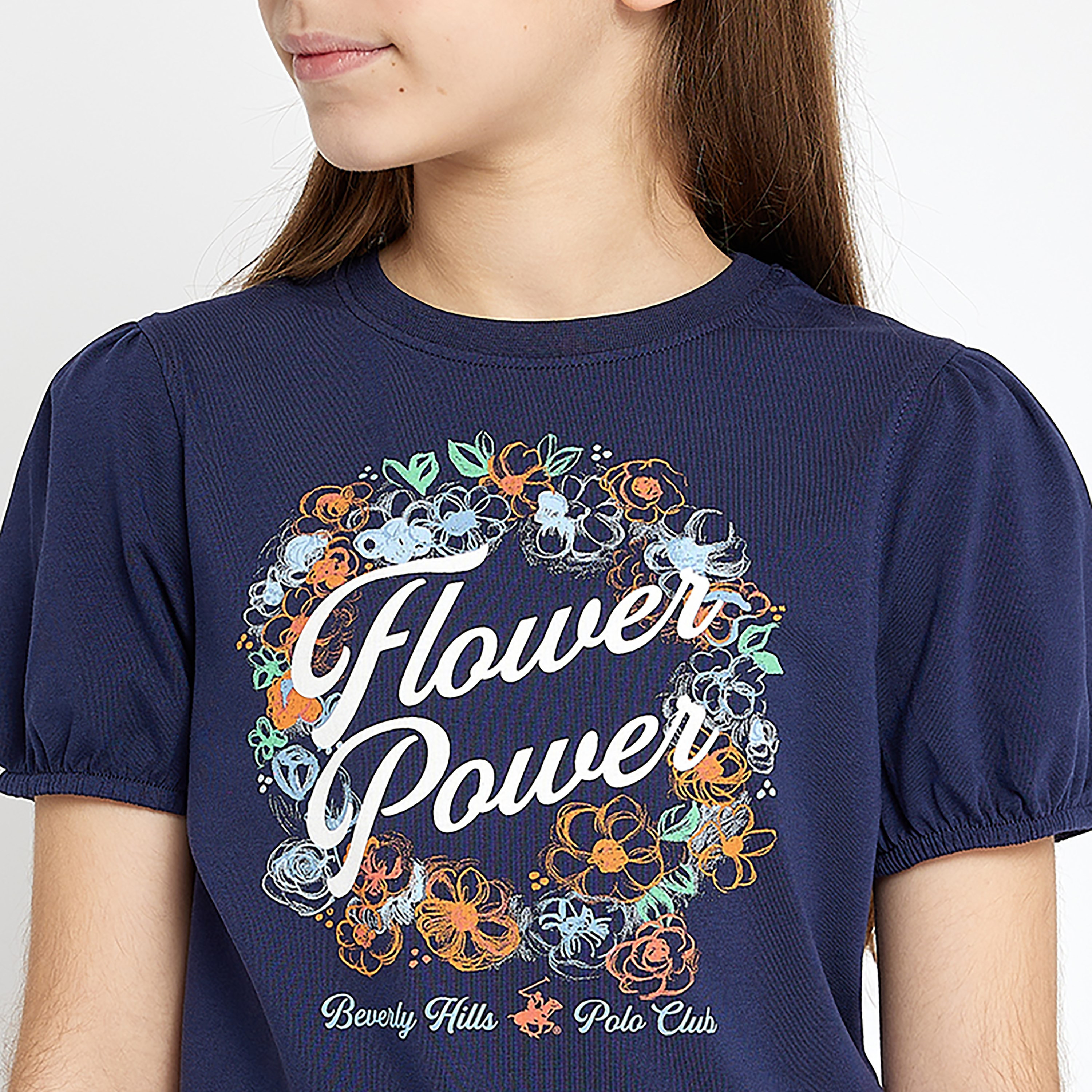 تيشيرت بأكمام قصيرة وطبعة زهور من بيفرلي هيلز بولو كلوب-girls-clothing-tshirts-image-3