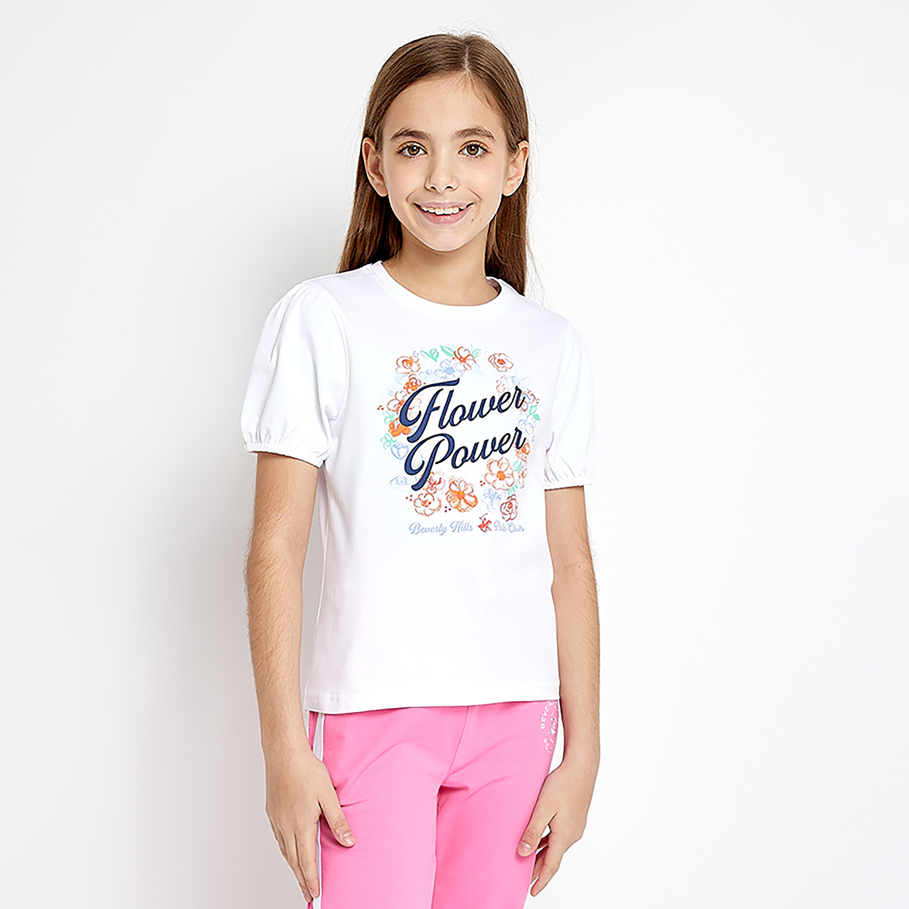 تيشيرت بأكمام قصيرة وطبعة زهور من بيفرلي هيلز بولو كلوب-girls-clothing-tshirts-image-5