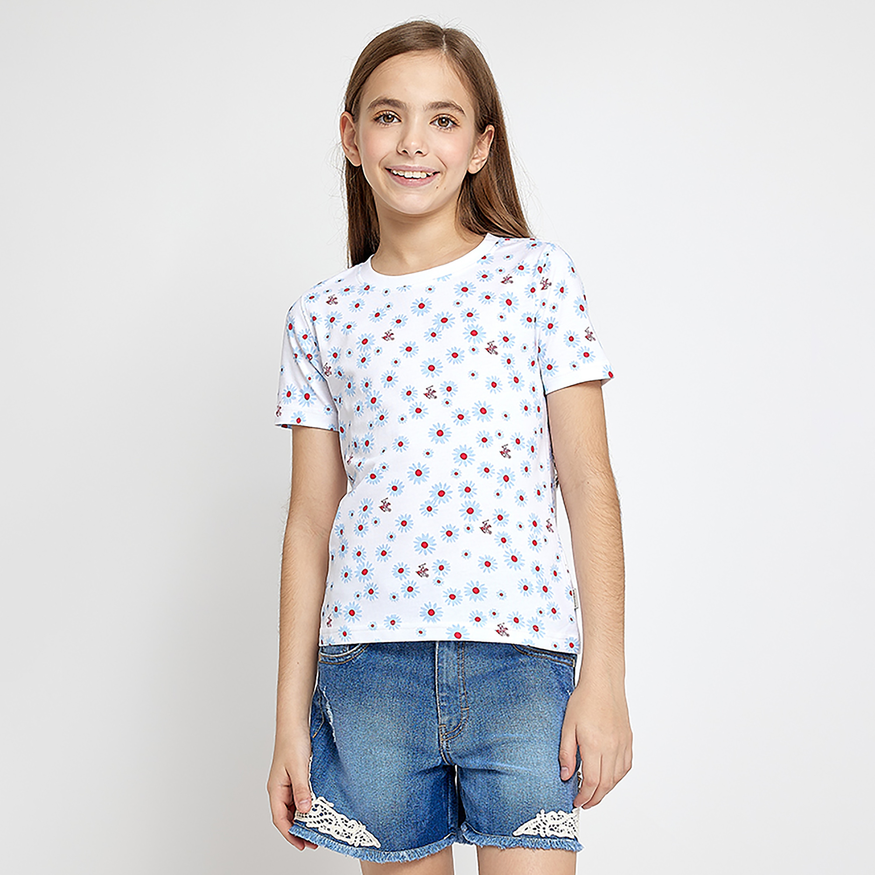 بأكمام قصيرة وطبعة زهور من بيفرلي هيلز بولو كلوب-girls-clothing-tshirts-image-5