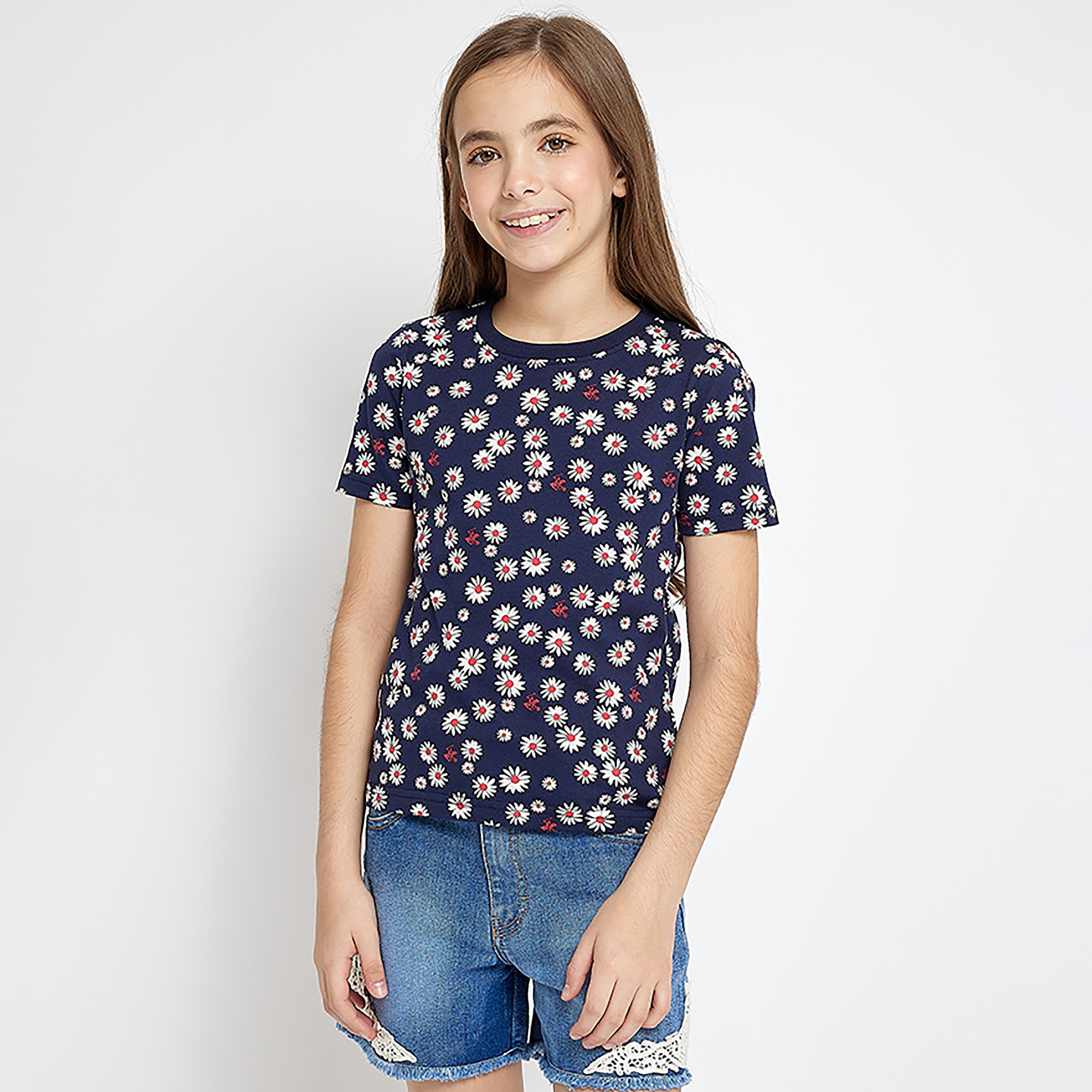 بأكمام قصيرة وطبعة زهور من بيفرلي هيلز بولو كلوب-girls-clothing-tshirts-image-1