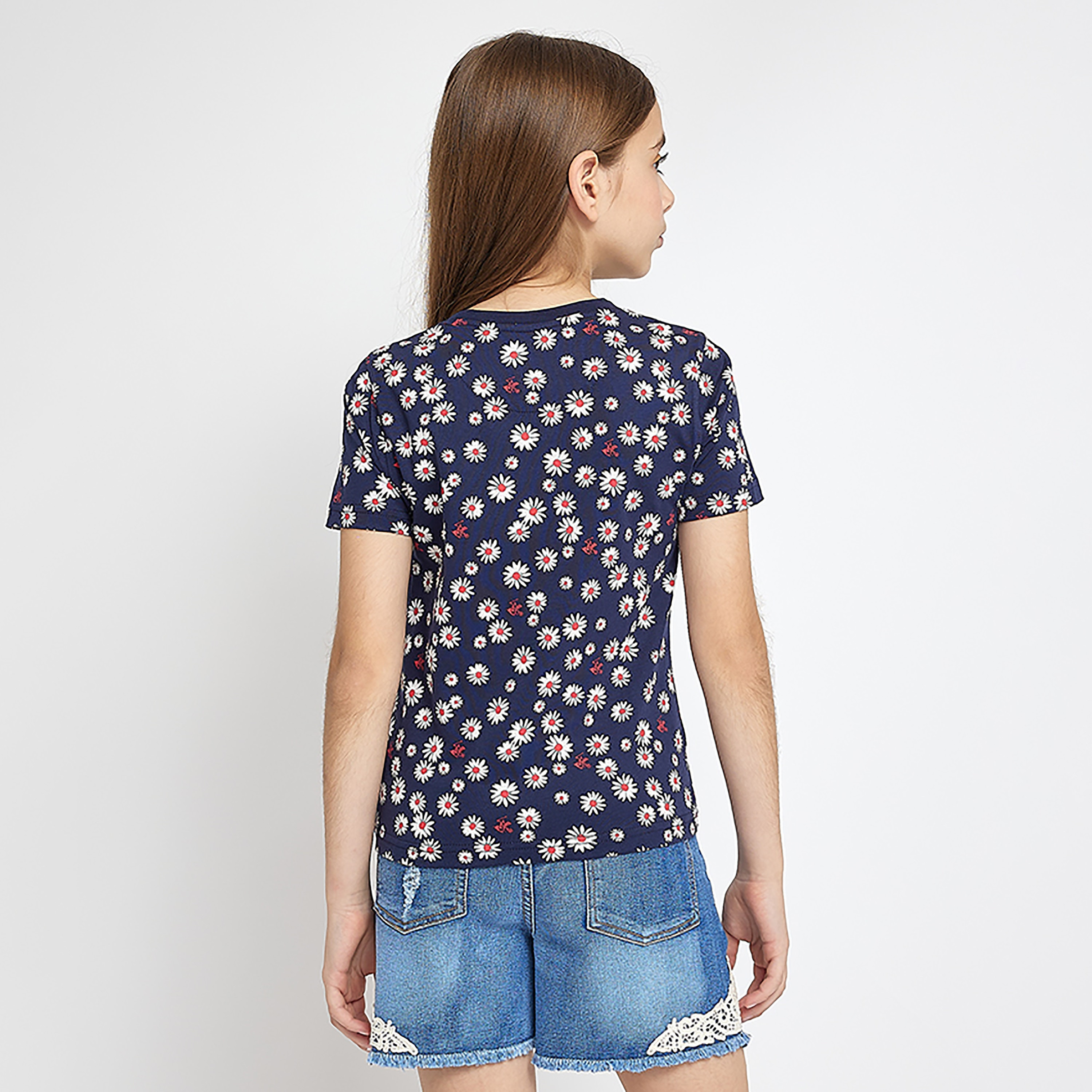 بأكمام قصيرة وطبعة زهور من بيفرلي هيلز بولو كلوب-girls-clothing-tshirts-image-2