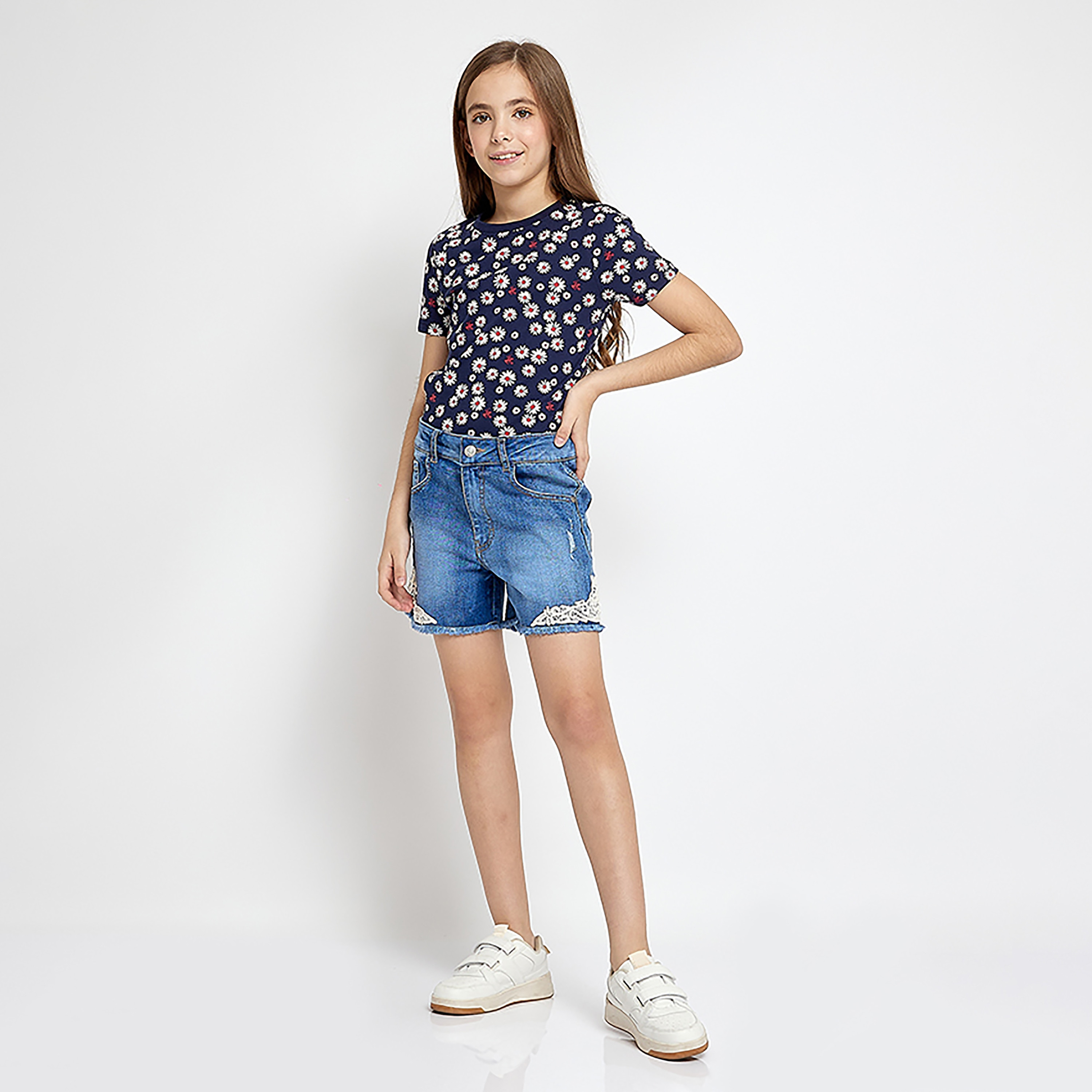 بأكمام قصيرة وطبعة زهور من بيفرلي هيلز بولو كلوب-girls-clothing-tshirts-image-3