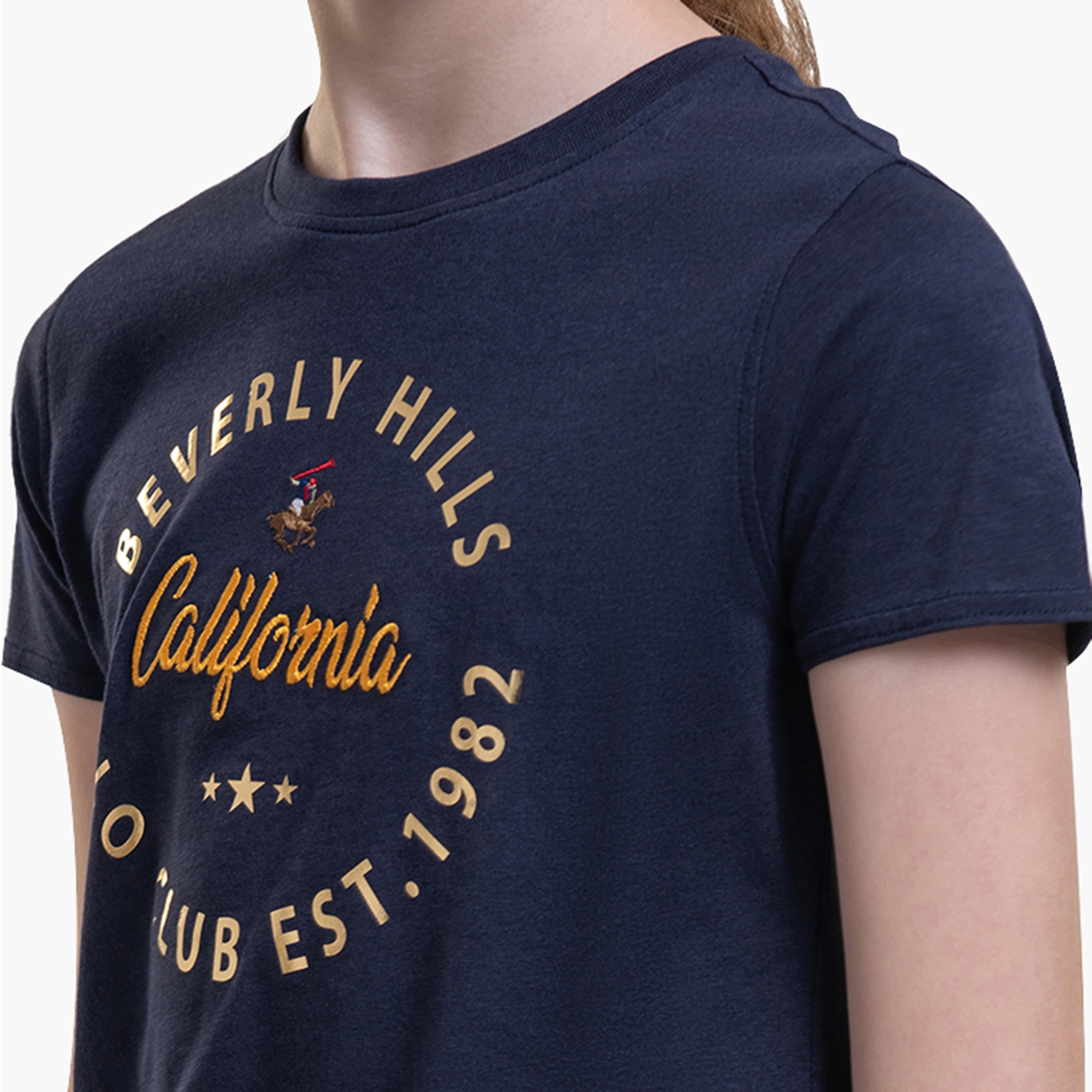تي شيرت قطني بأكمام قصيرة مطرز من بيفرلي هيلز بولو كلوب-girls-clothing-tshirts-image-5