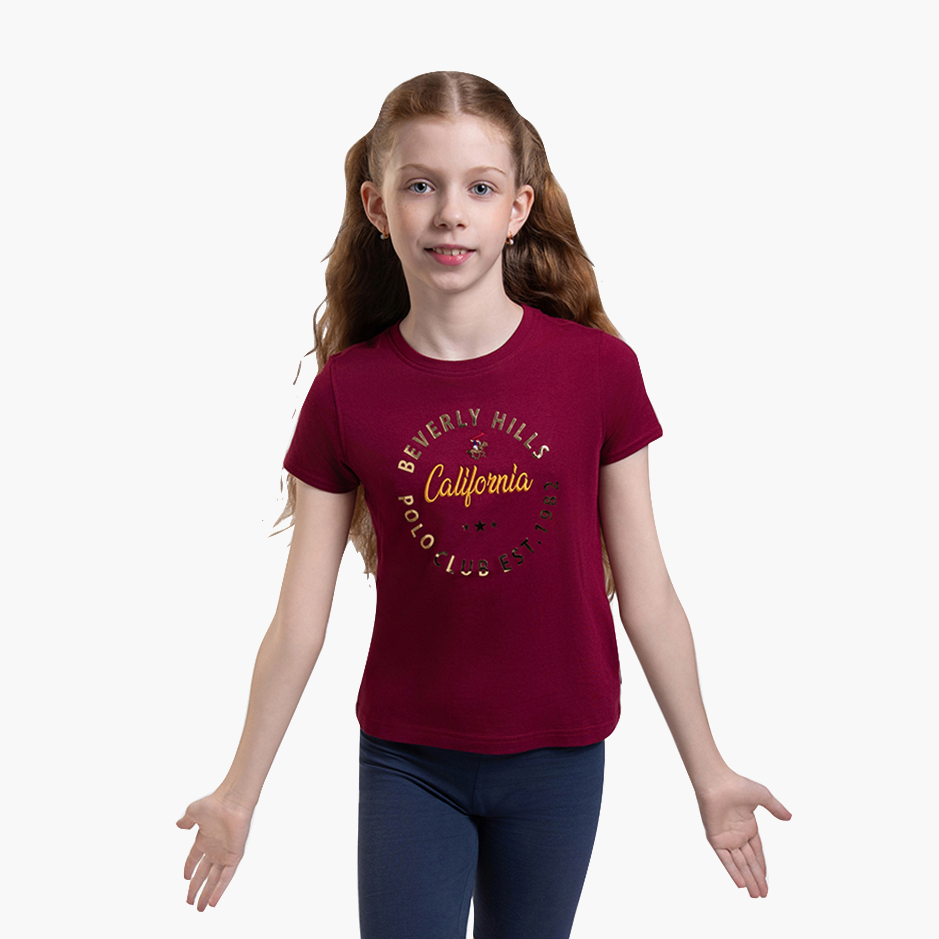 تي شيرت قطني بأكمام قصيرة مطرز من بيفرلي هيلز بولو كلوب-girls-clothing-tshirts-image-1