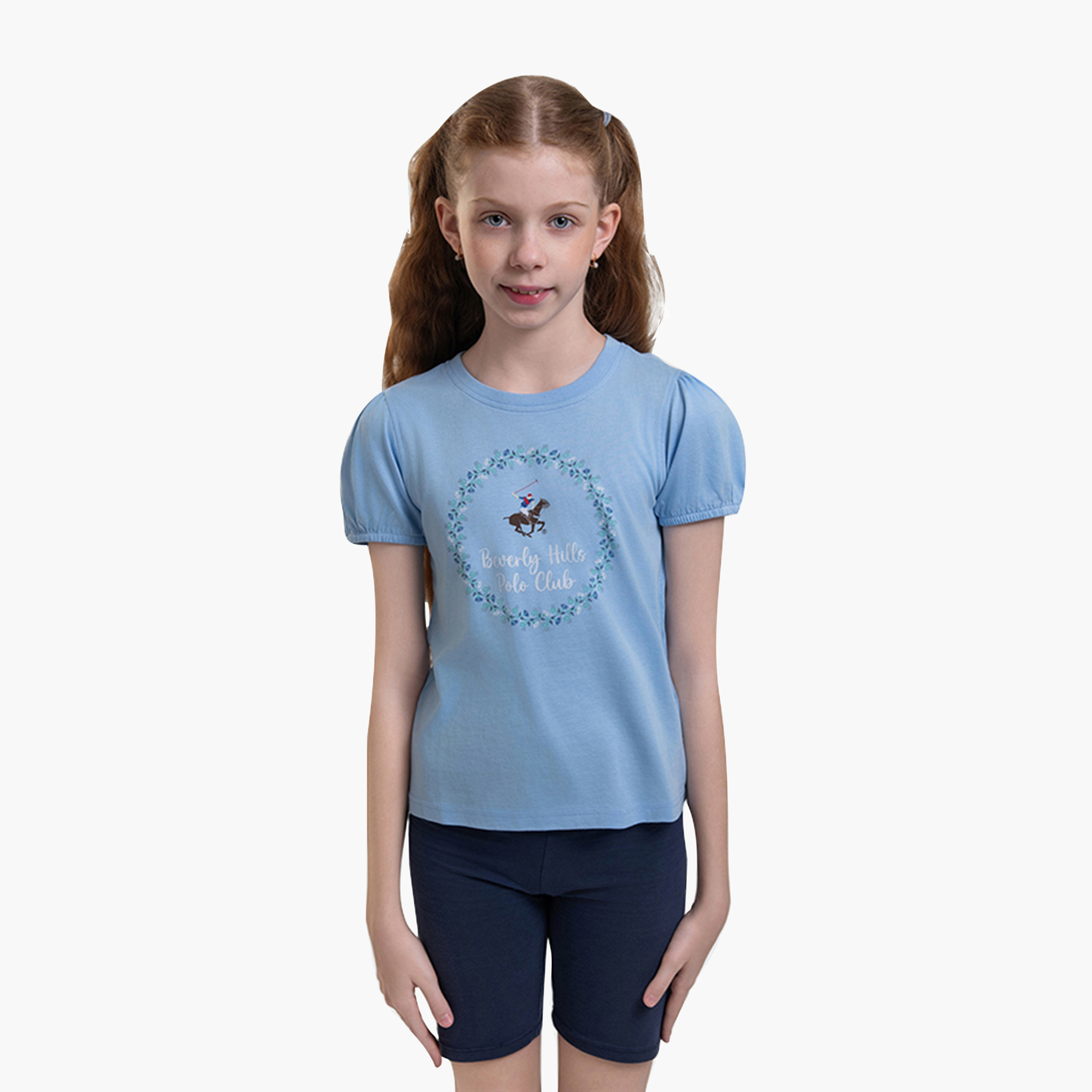 تي شيرت الجرافيكي بأكمام قصيرة من القطن من بيفرلي هيلز بولو كلوب-girls-clothing-tshirts-image-1