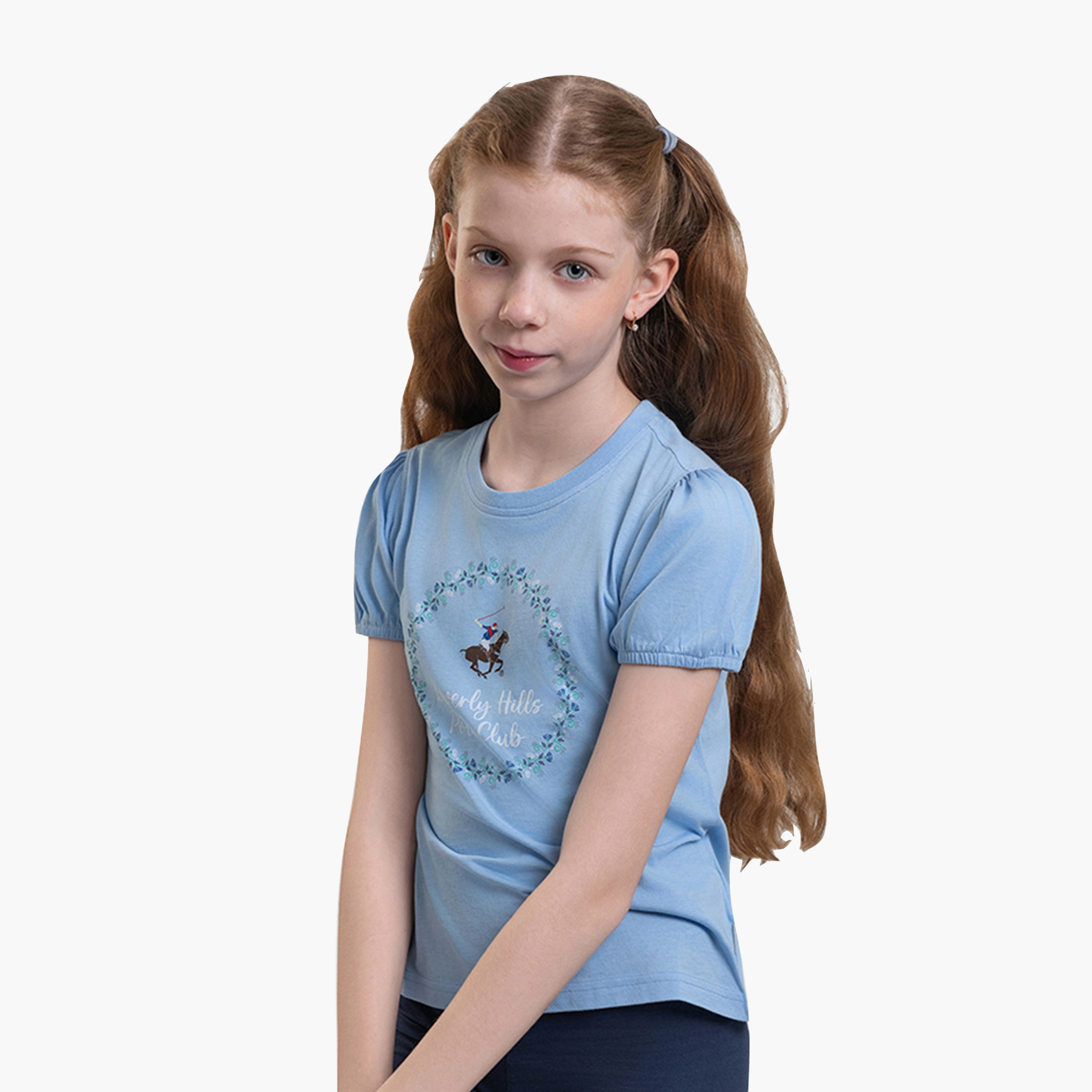 تي شيرت الجرافيكي بأكمام قصيرة من القطن من بيفرلي هيلز بولو كلوب-girls-clothing-tshirts-image-3