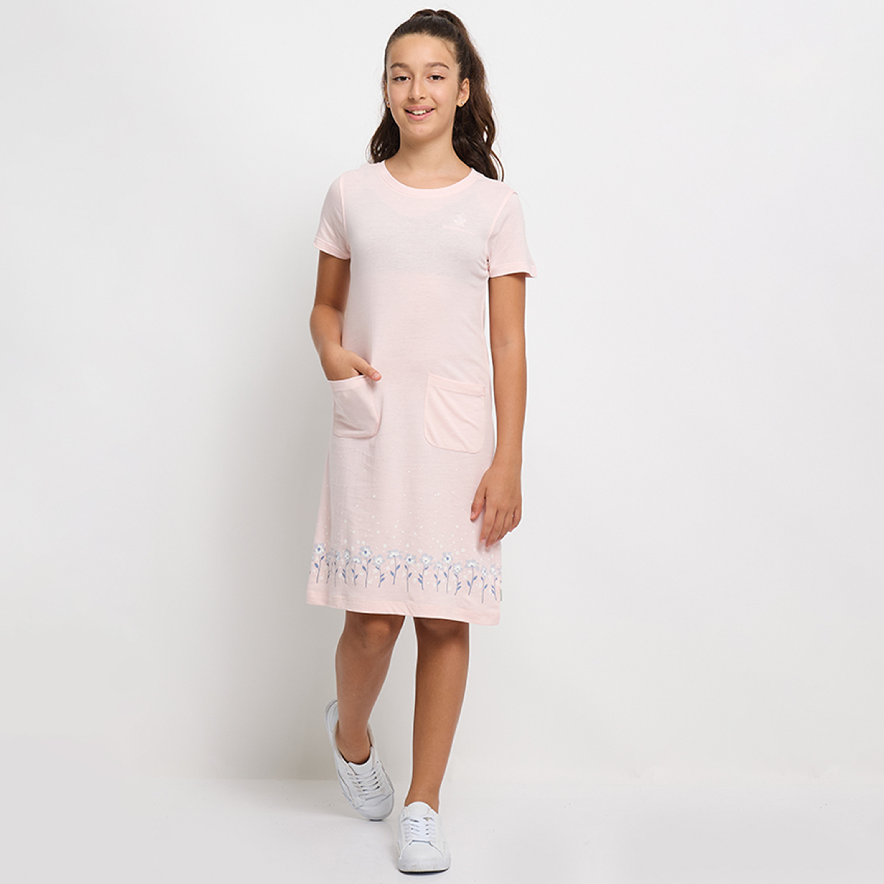 Beverly Hills Polo Club Cotton Solid Midi Dress-girls-clothing-dressesandjumpsuits-image-1