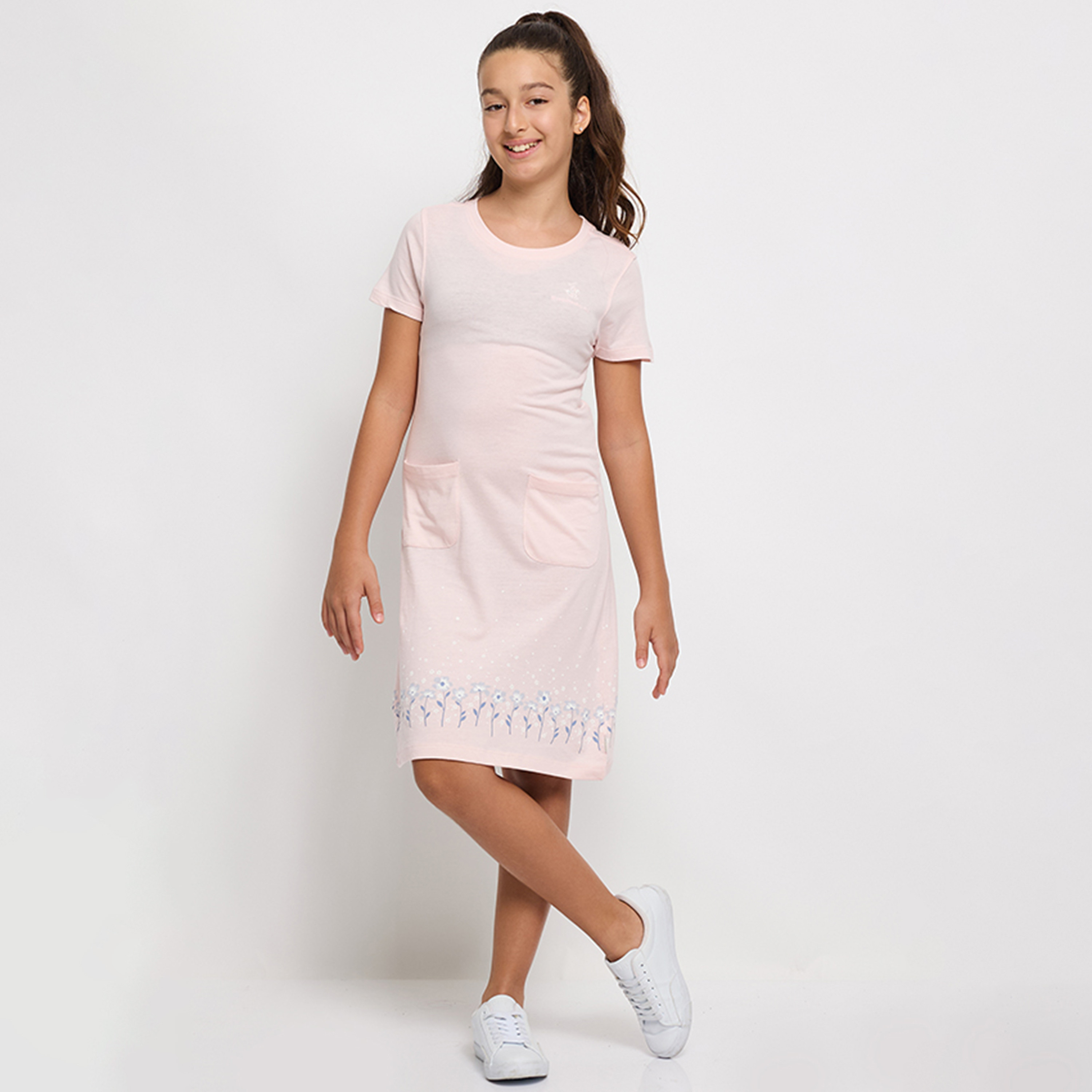 Beverly Hills Polo Club Cotton Solid Midi Dress-girls-clothing-dressesandjumpsuits-image-3