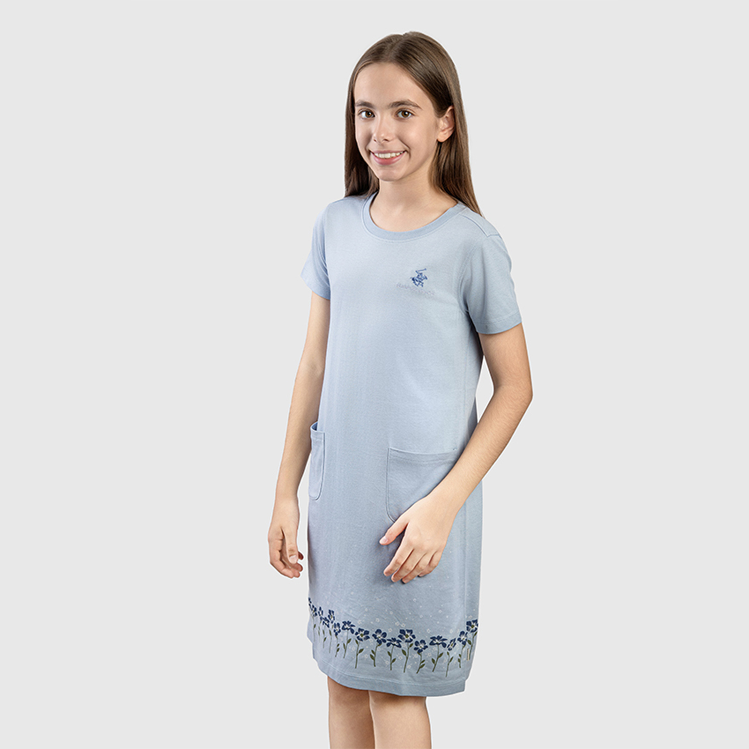 Beverly Hills Polo Club Cotton Solid Midi Dress-girls-clothing-dressesandjumpsuits-image-2