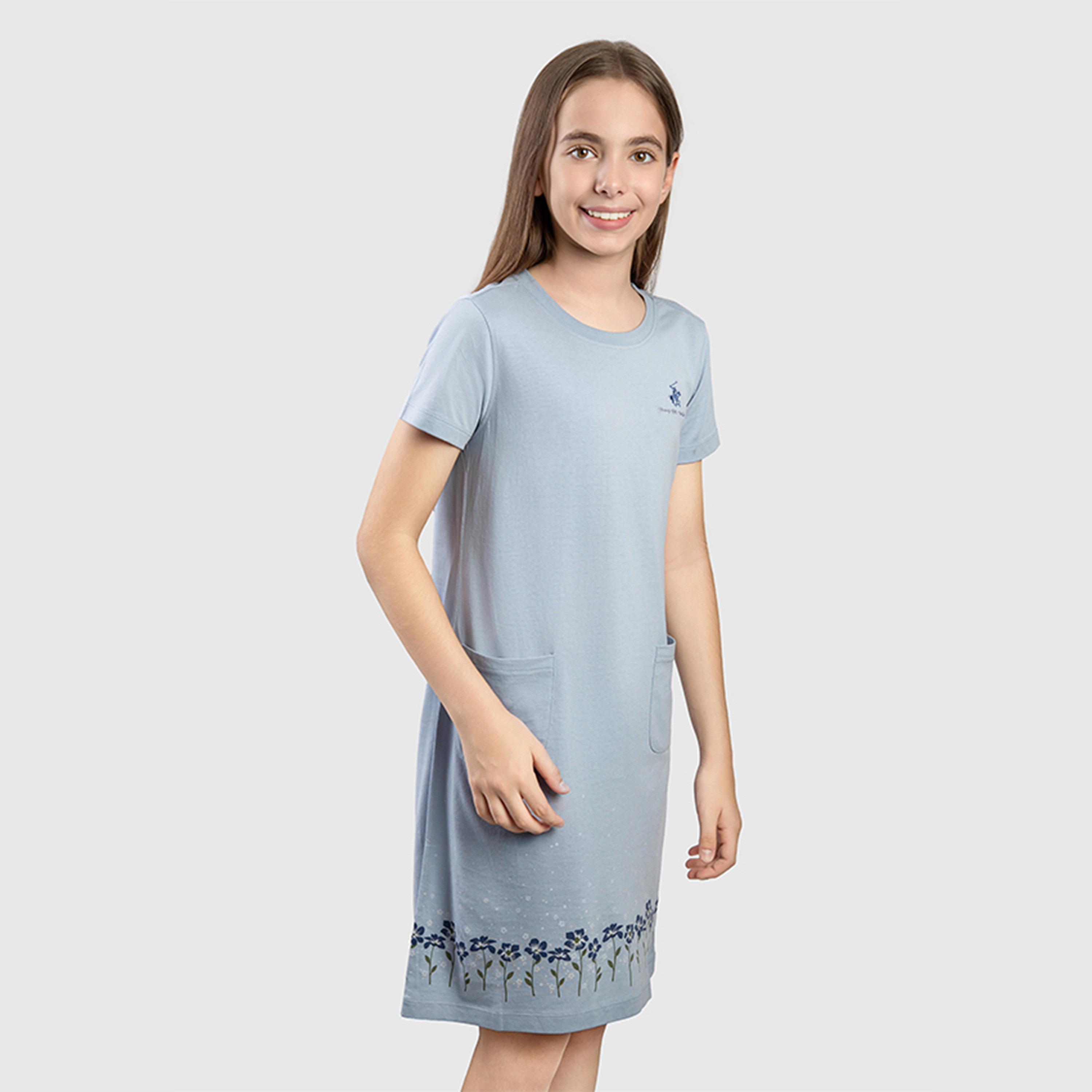 Beverly Hills Polo Club Cotton Solid Midi Dress-girls-clothing-dressesandjumpsuits-image-3
