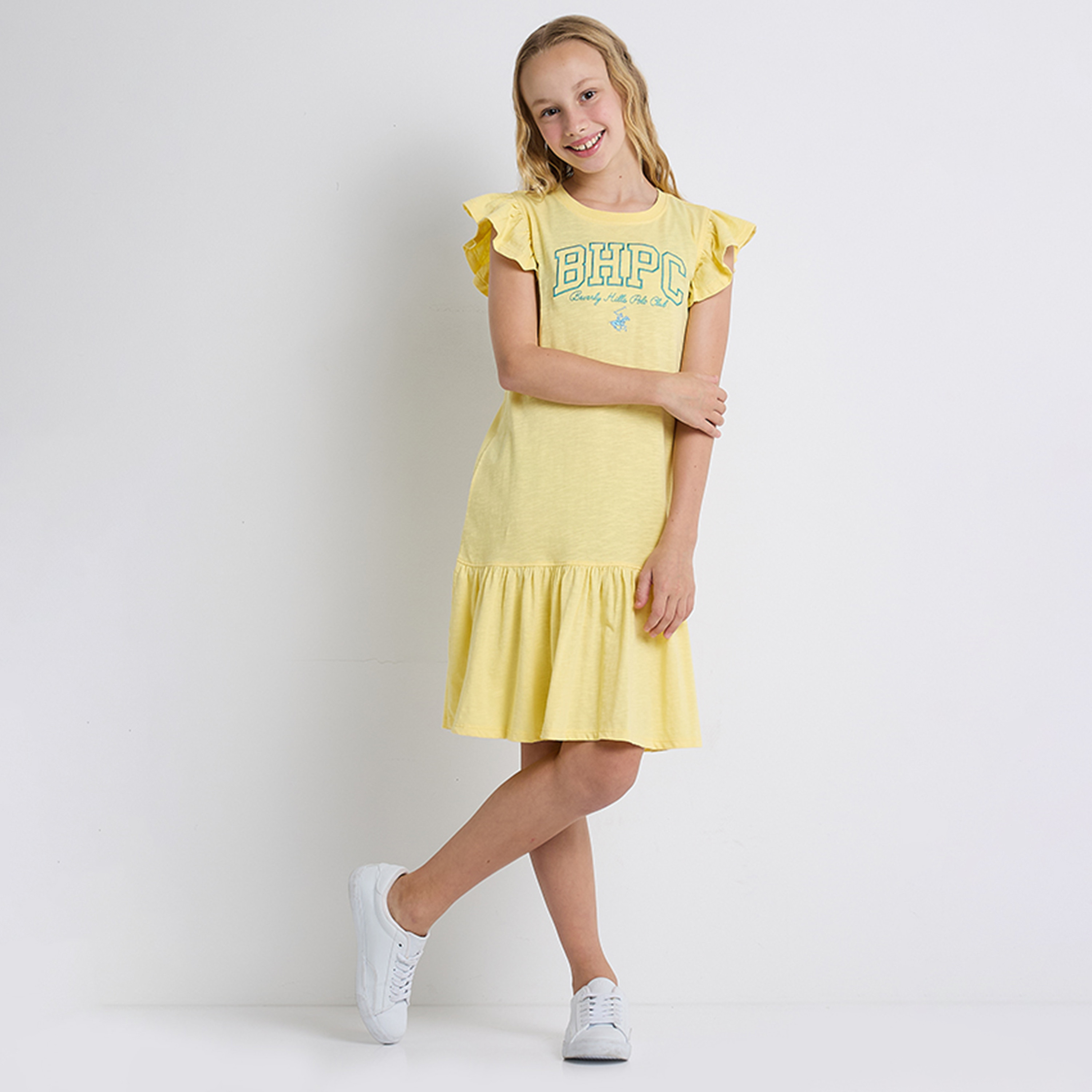 فستان ميدي سادة من القطن من بيفرلي هيلز بولو كلوب-girls-clothing-dressesandjumpsuits-image-1