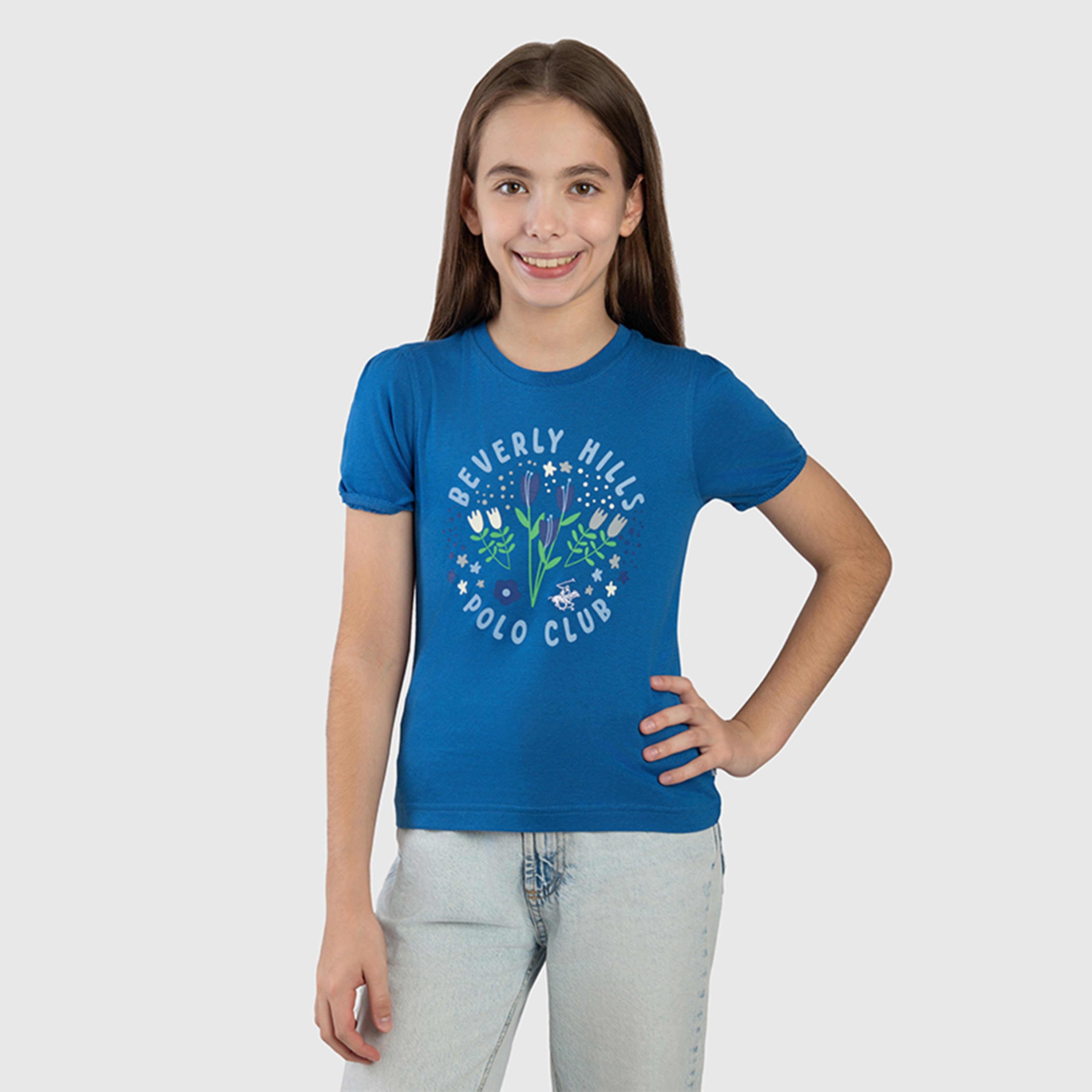 Beverly Hills Polo Club Cotton Logo Detail Round Neck T-Shirt-girls-clothing-tshirts-image-1