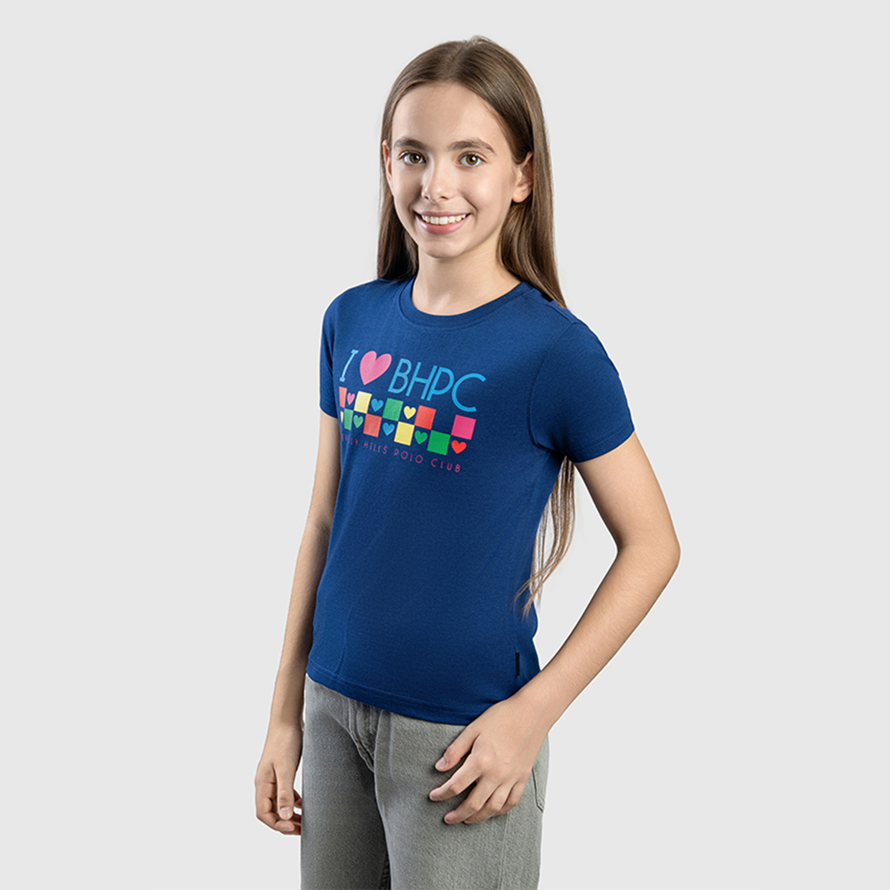 تيشيرت سادة قطن بياقة مستديرة وطبعات من بيفرلي هيلز بولو كلوب-girls-clothing-tshirts-image-2
