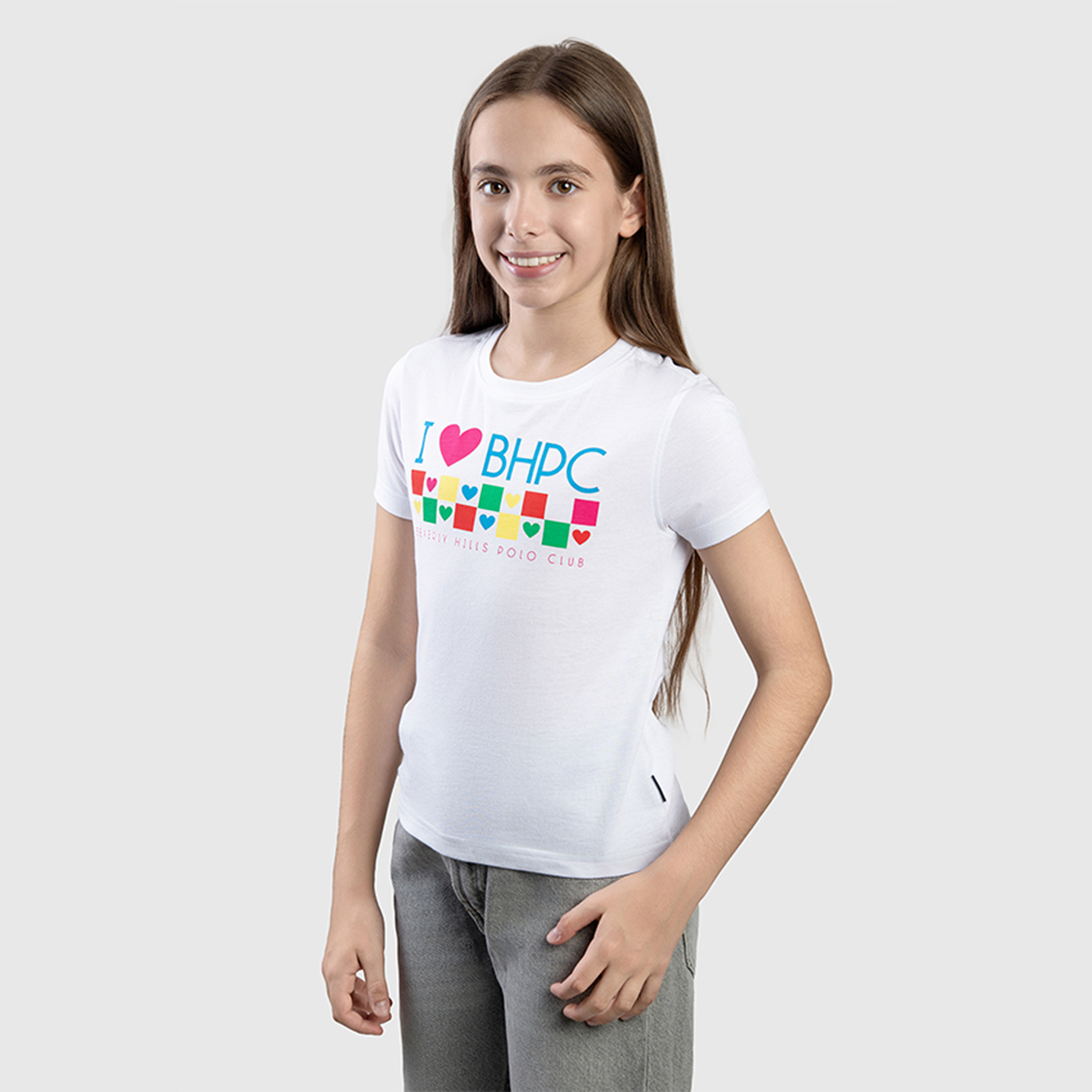تيشيرت سادة قطن بياقة مستديرة وطبعات من بيفرلي هيلز بولو كلوب-girls-clothing-tshirts-image-2
