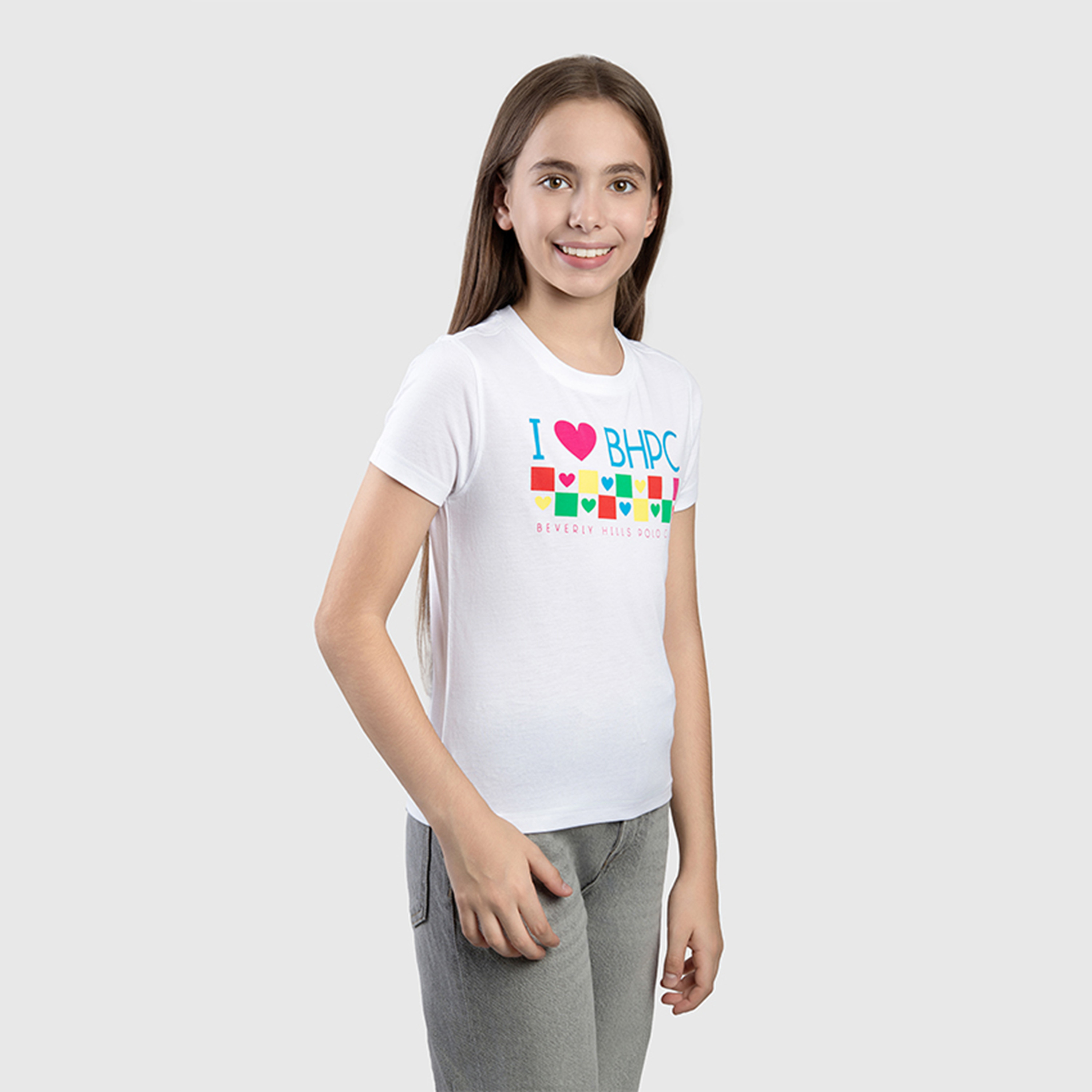 تيشيرت سادة قطن بياقة مستديرة وطبعات من بيفرلي هيلز بولو كلوب-girls-clothing-tshirts-image-3