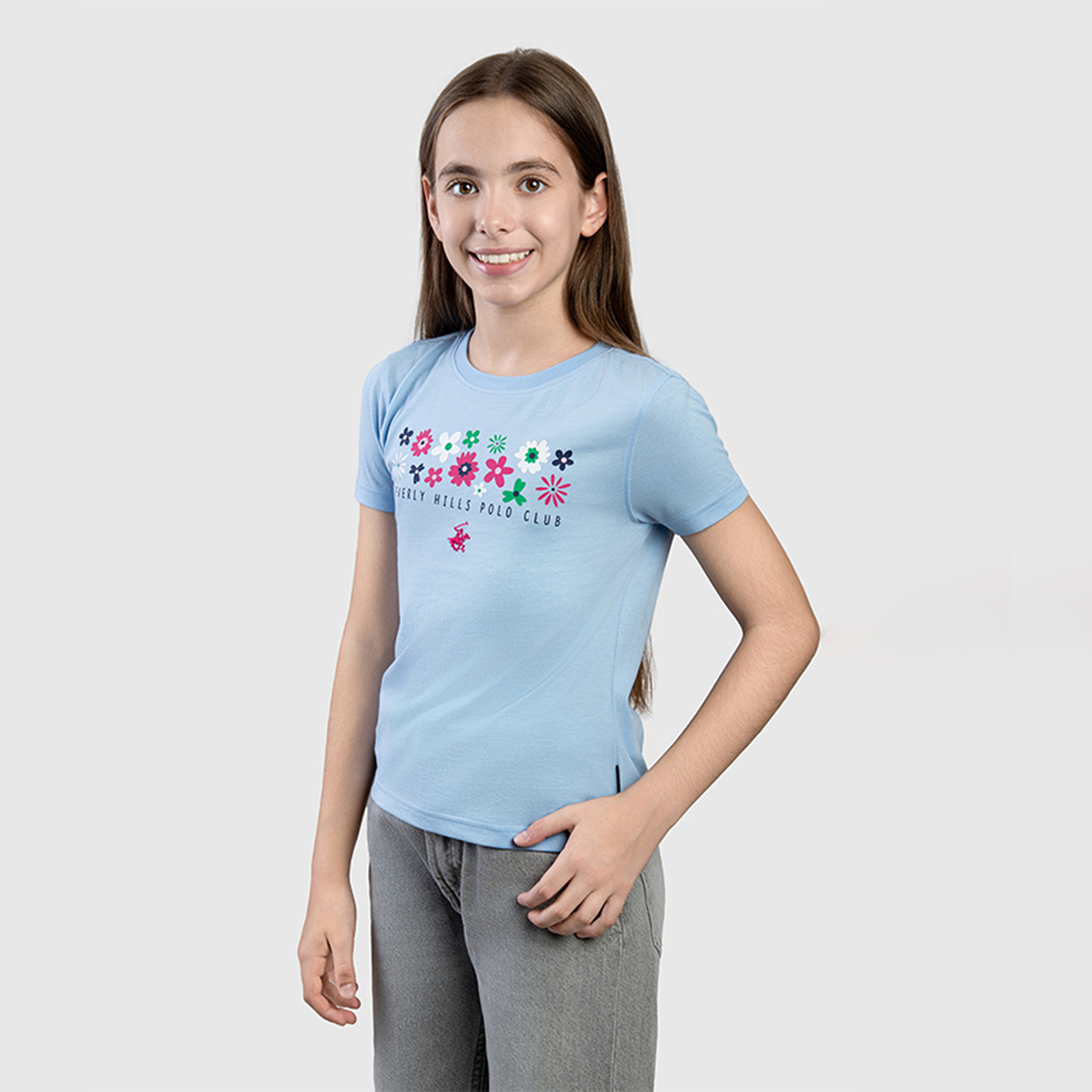 تيشيرت بياقة دائرية بتفاصيل شعار من القطن من بيفرلي هيلز بولو كلوب-girls-clothing-tshirts-image-2