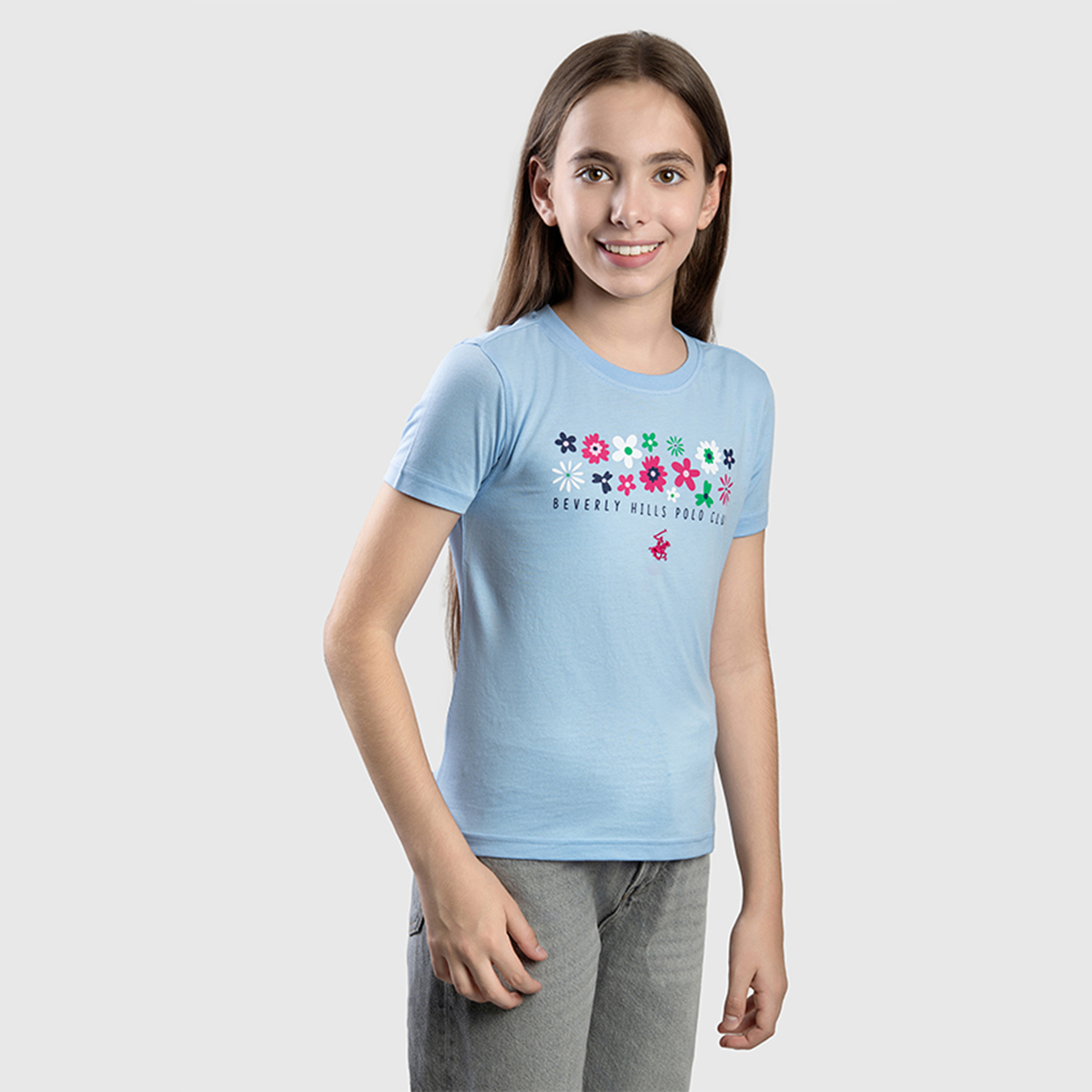 تيشيرت بياقة دائرية بتفاصيل شعار من القطن من بيفرلي هيلز بولو كلوب-girls-clothing-tshirts-image-3