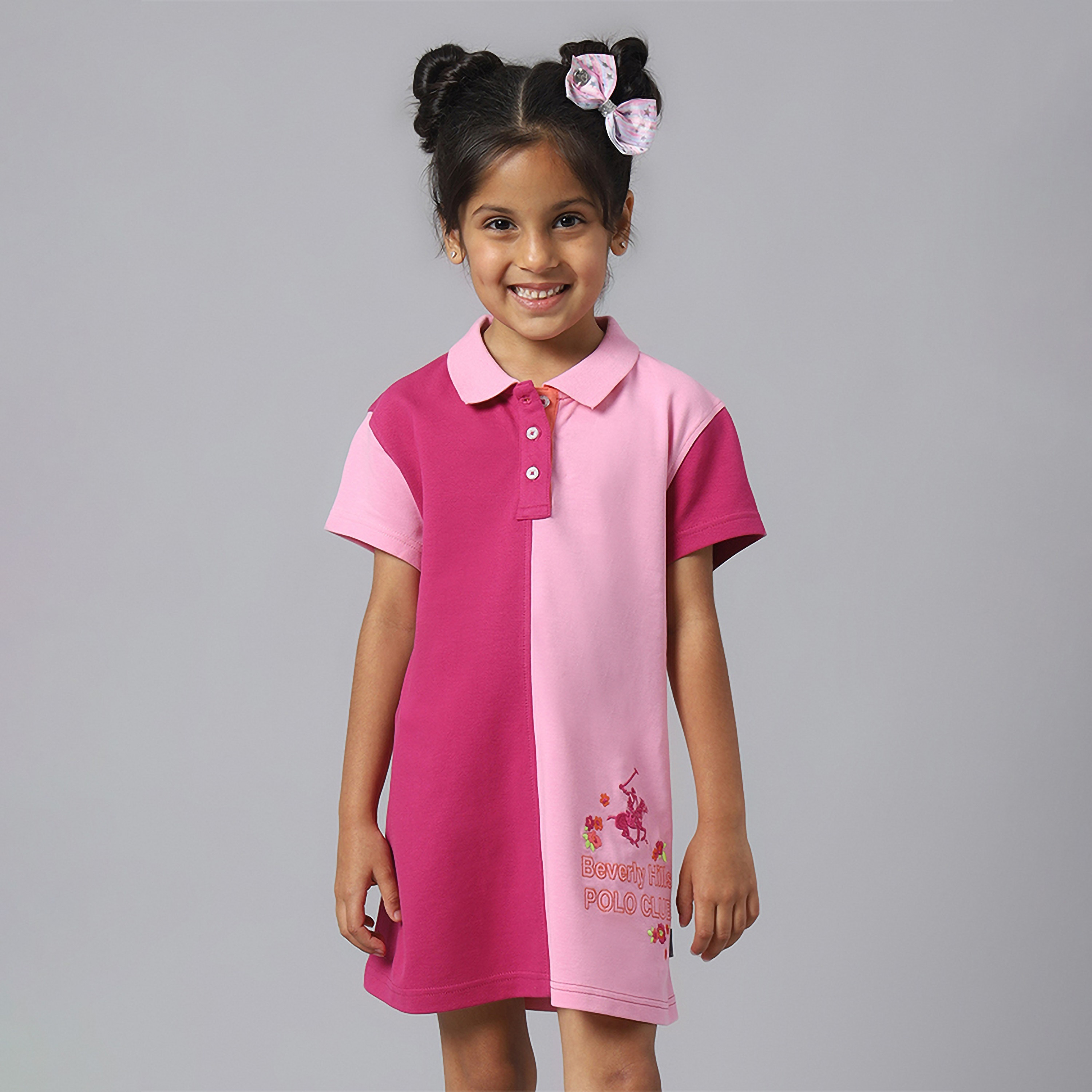 فستان ملون بأكمام قصيرة من بيفرلي هيلز بولو كلوب-girls-clothing-dressesandjumpsuits-image-1