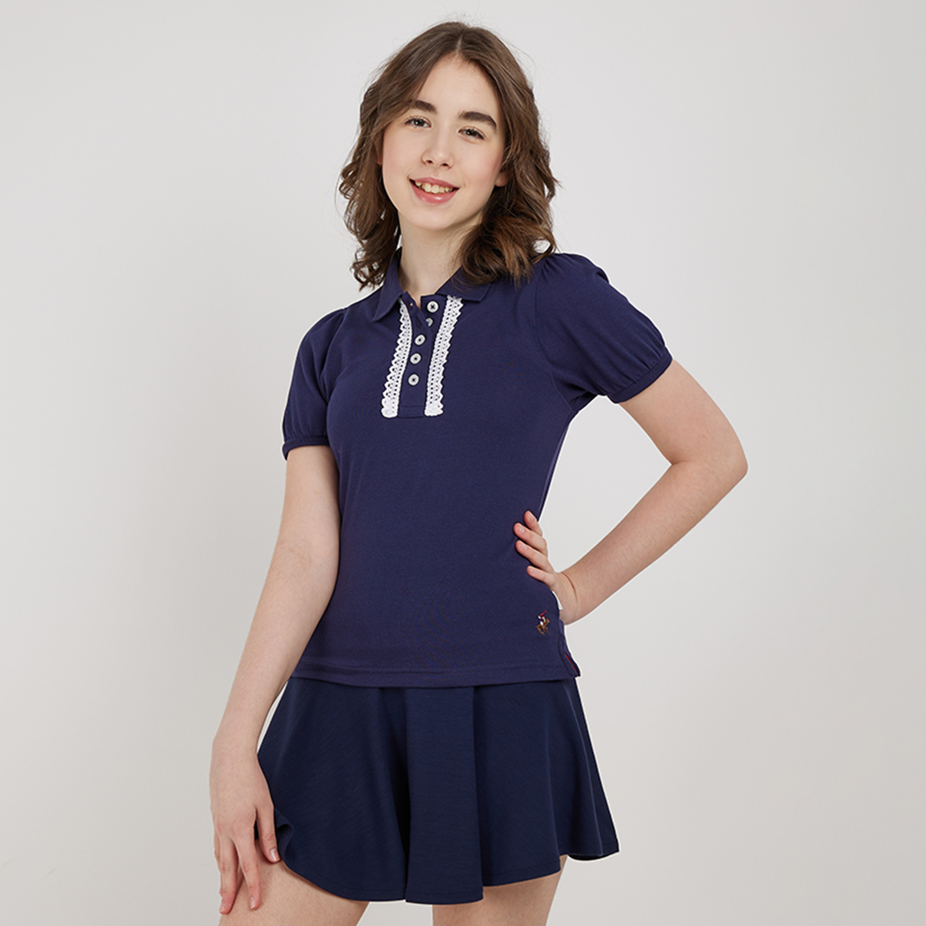 تيشيرت بياقة بولو سادة من القطن من بيفرلي هيلز بولو كلوب-girls-clothing-tshirts-image-1
