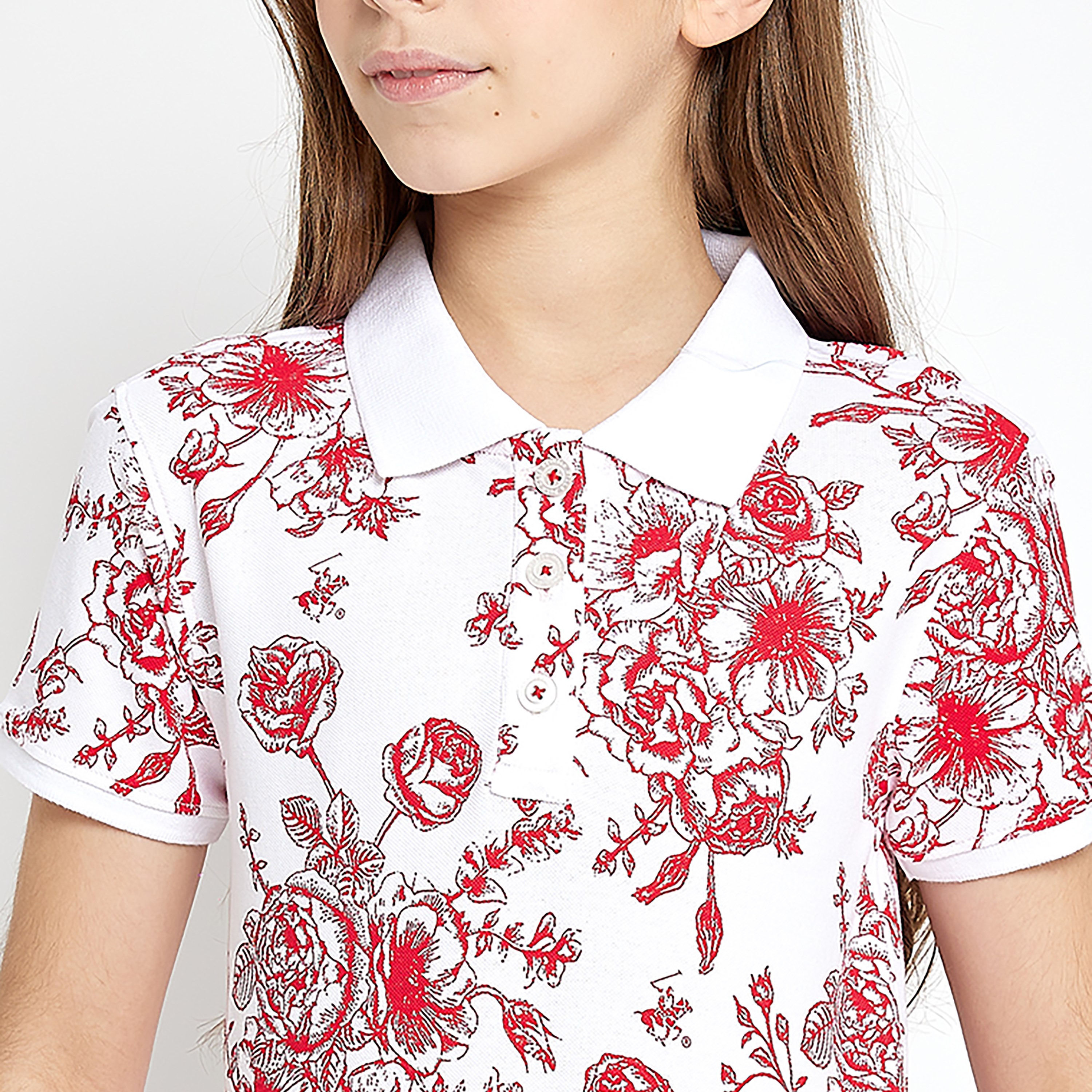 Beverly Hills Polo Club Floral Printed Short Sleeves Polo T-Shirt-girls-clothing-tshirts-image-3
