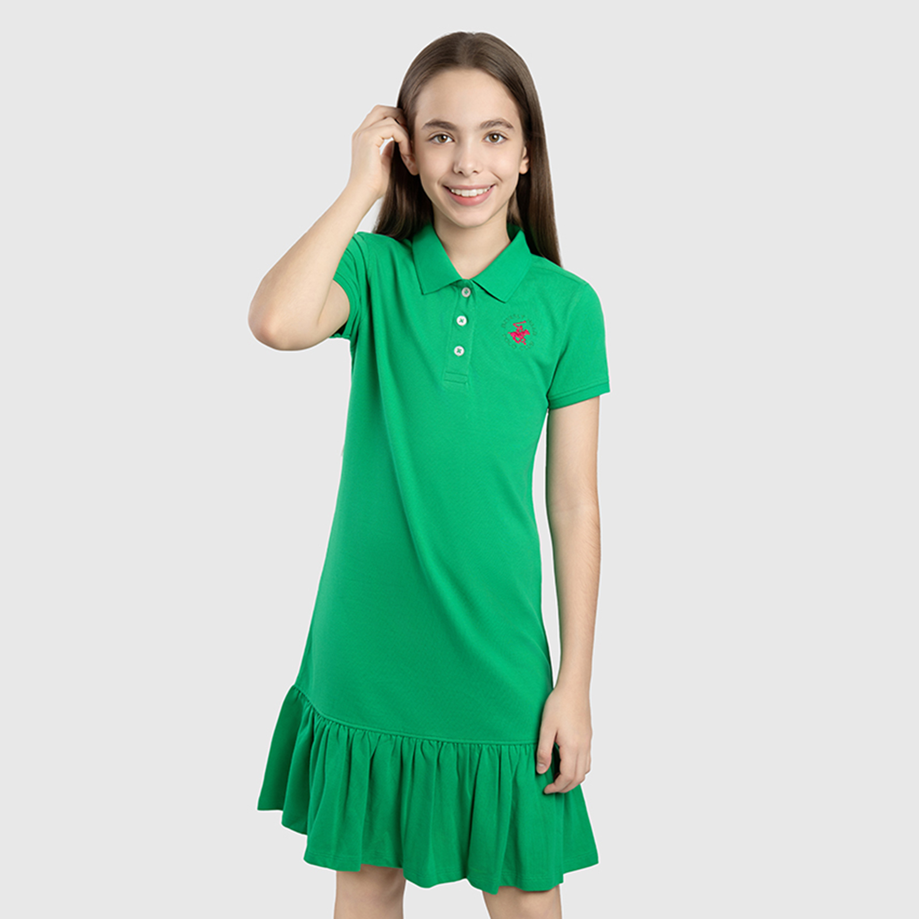 فستان ميدي سادة من القطن من بيفرلي هيلز بولو كلوب-girls-clothing-dressesandjumpsuits-image-1