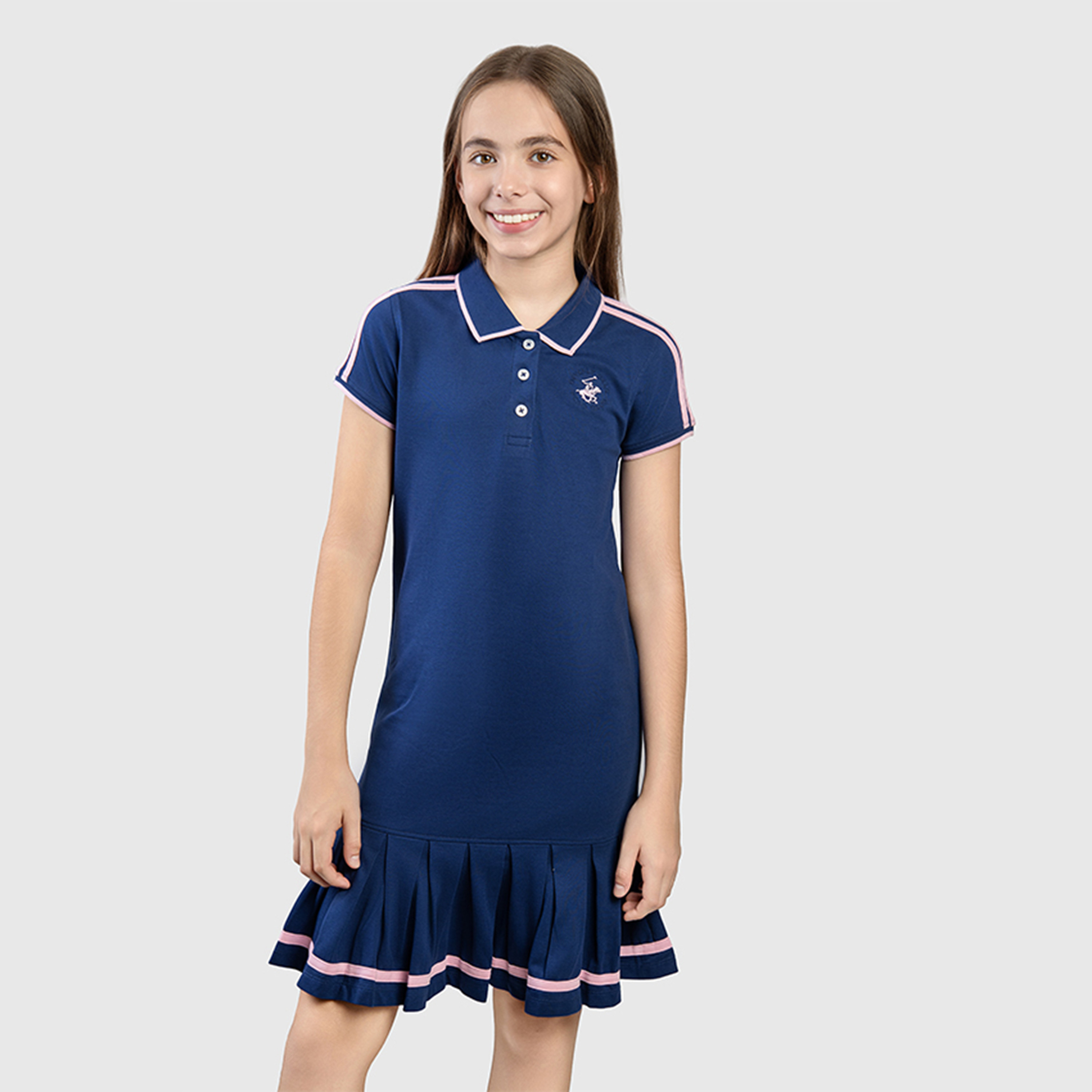 Beverly Hills Polo Club Cotton Solid Mini Dress-girls-clothing-dressesandjumpsuits-image-1