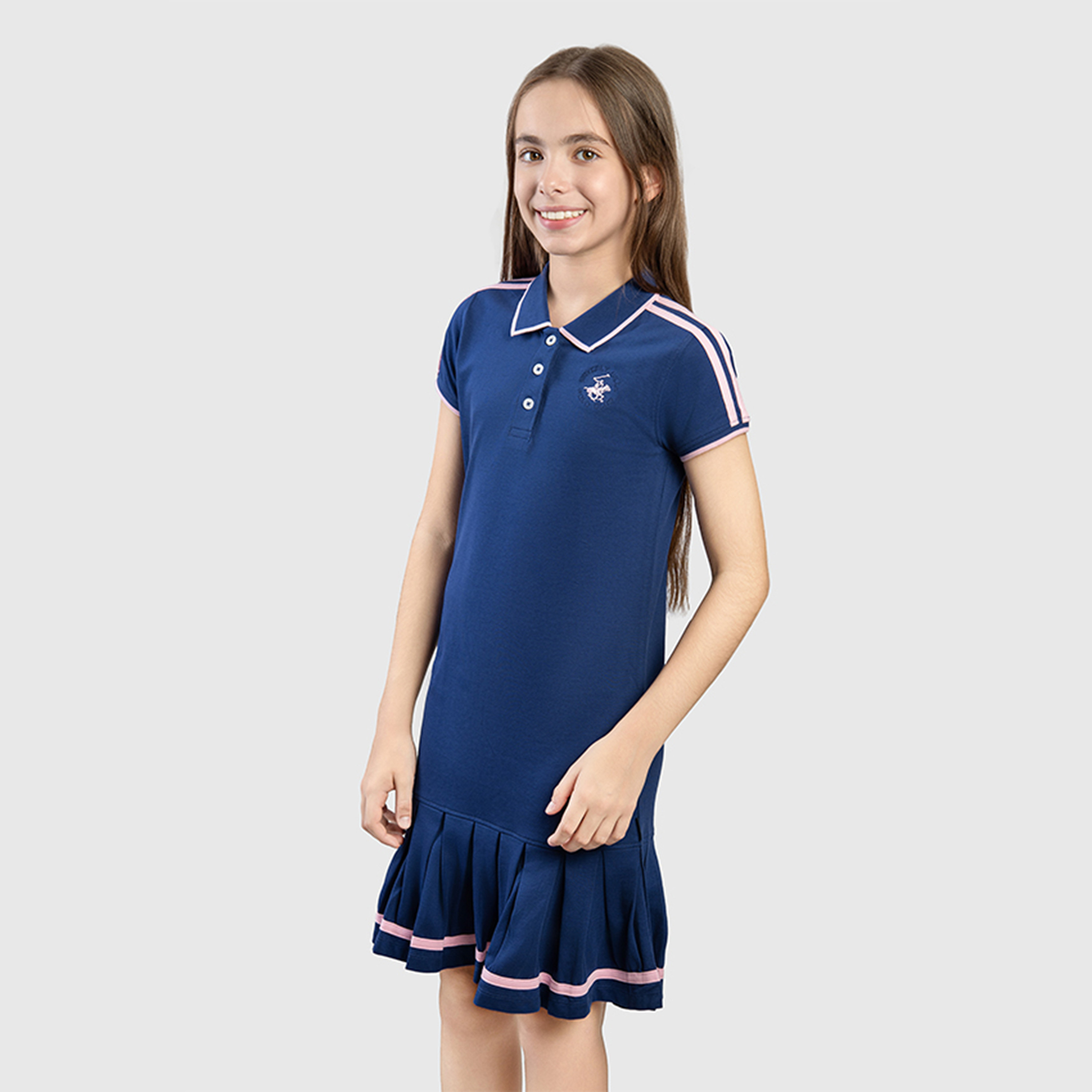 Beverly Hills Polo Club Cotton Solid Mini Dress-girls-clothing-dressesandjumpsuits-image-2