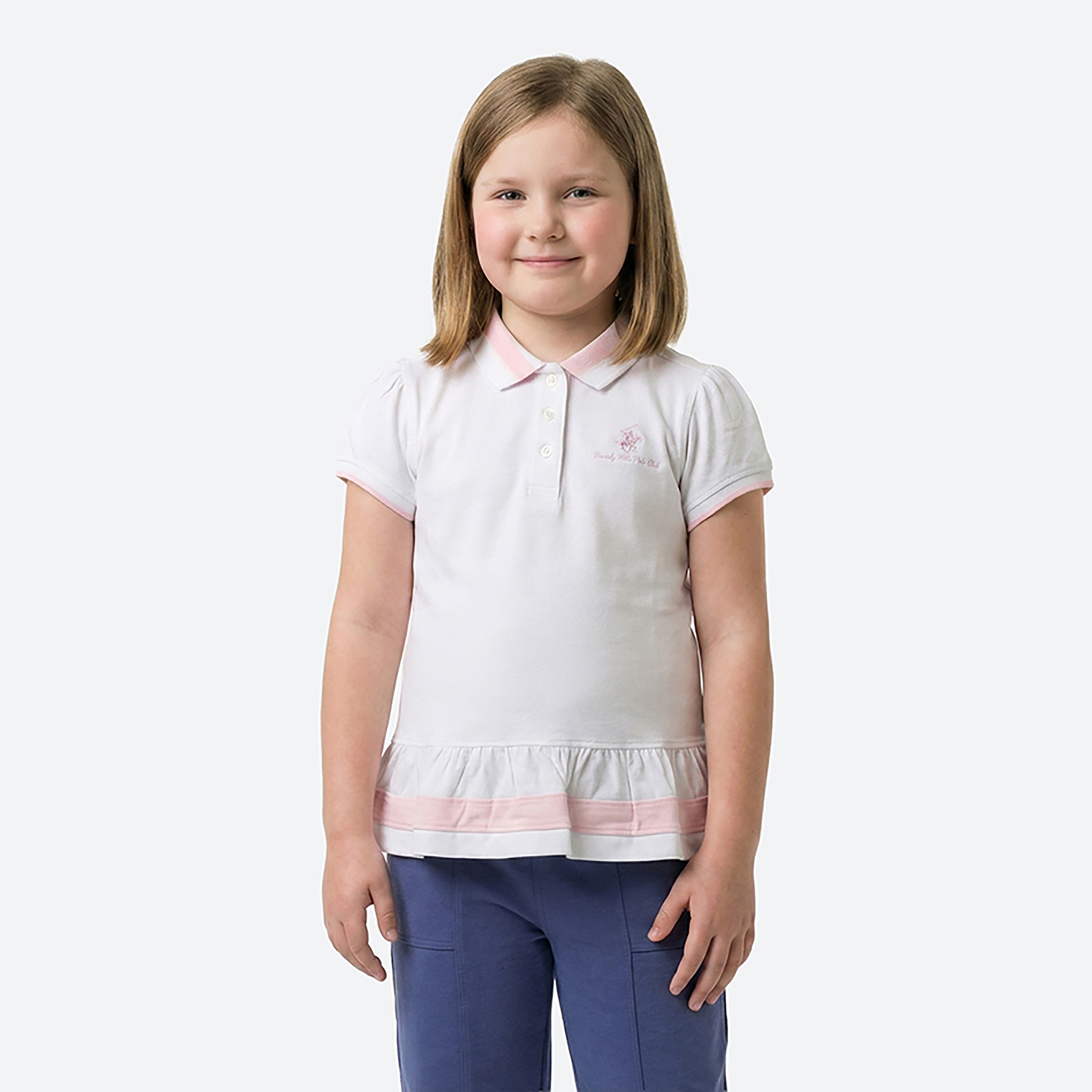 Beverly Hills Polo Club Solid Cotton Short Sleeves Collared Top-girls-clothing-blousesandshirts-image-1