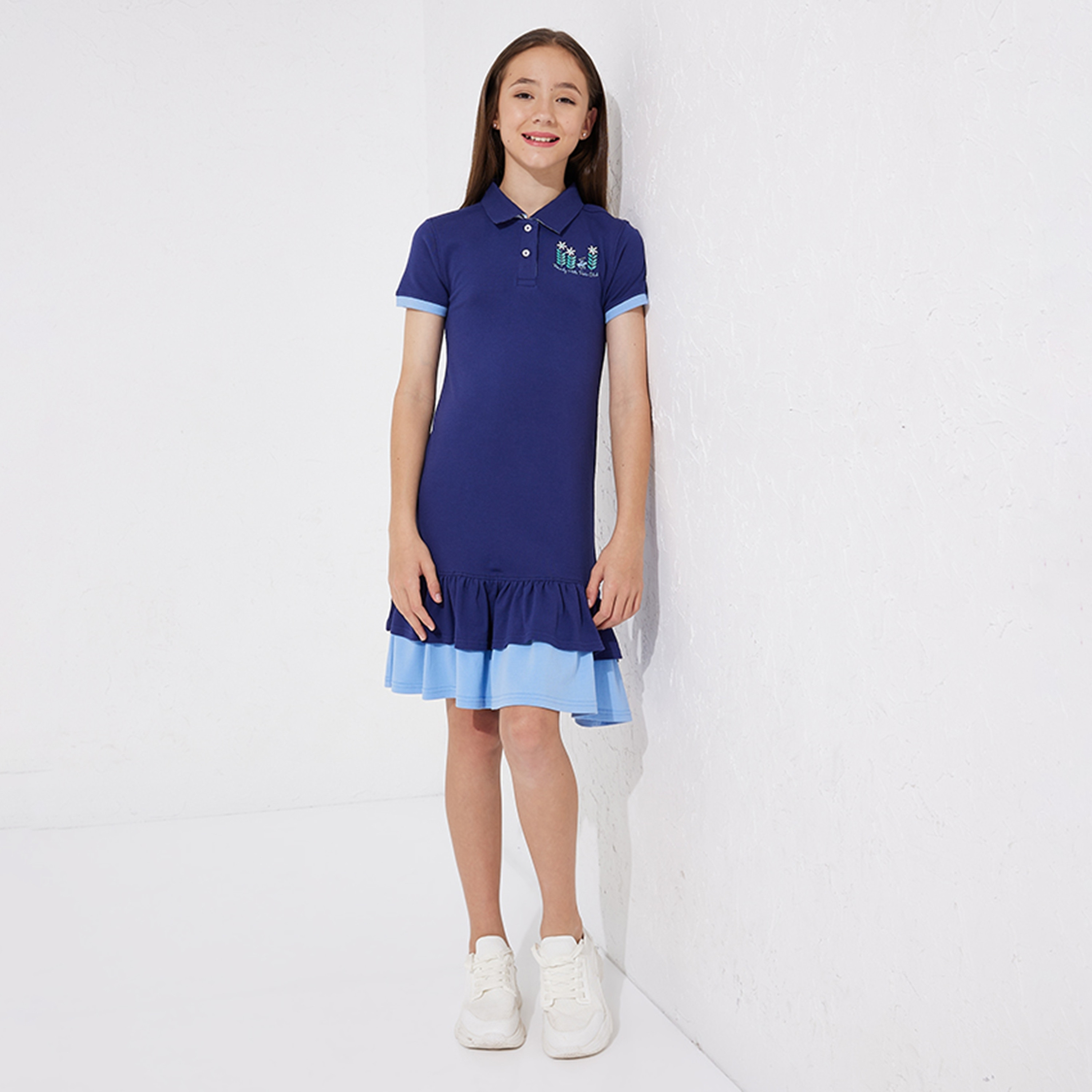 Beverly Hills Polo Club Logo Embroidered Short Sleeves Polo Collar Dress-girls-clothing-dressesandjumpsuits-image-1