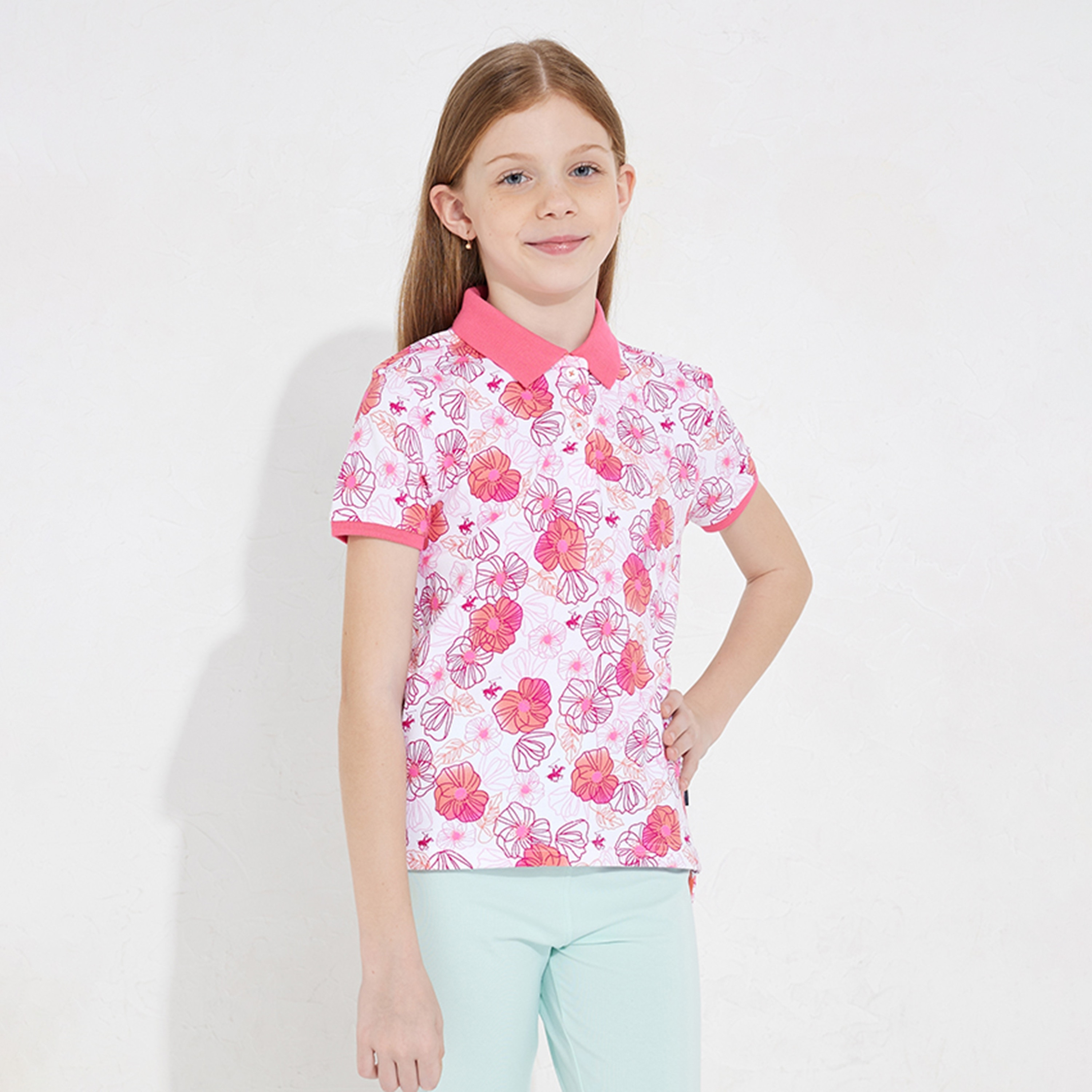 Beverly Hills Polo Club Logo Detailed Short Sleeves Floral Polo