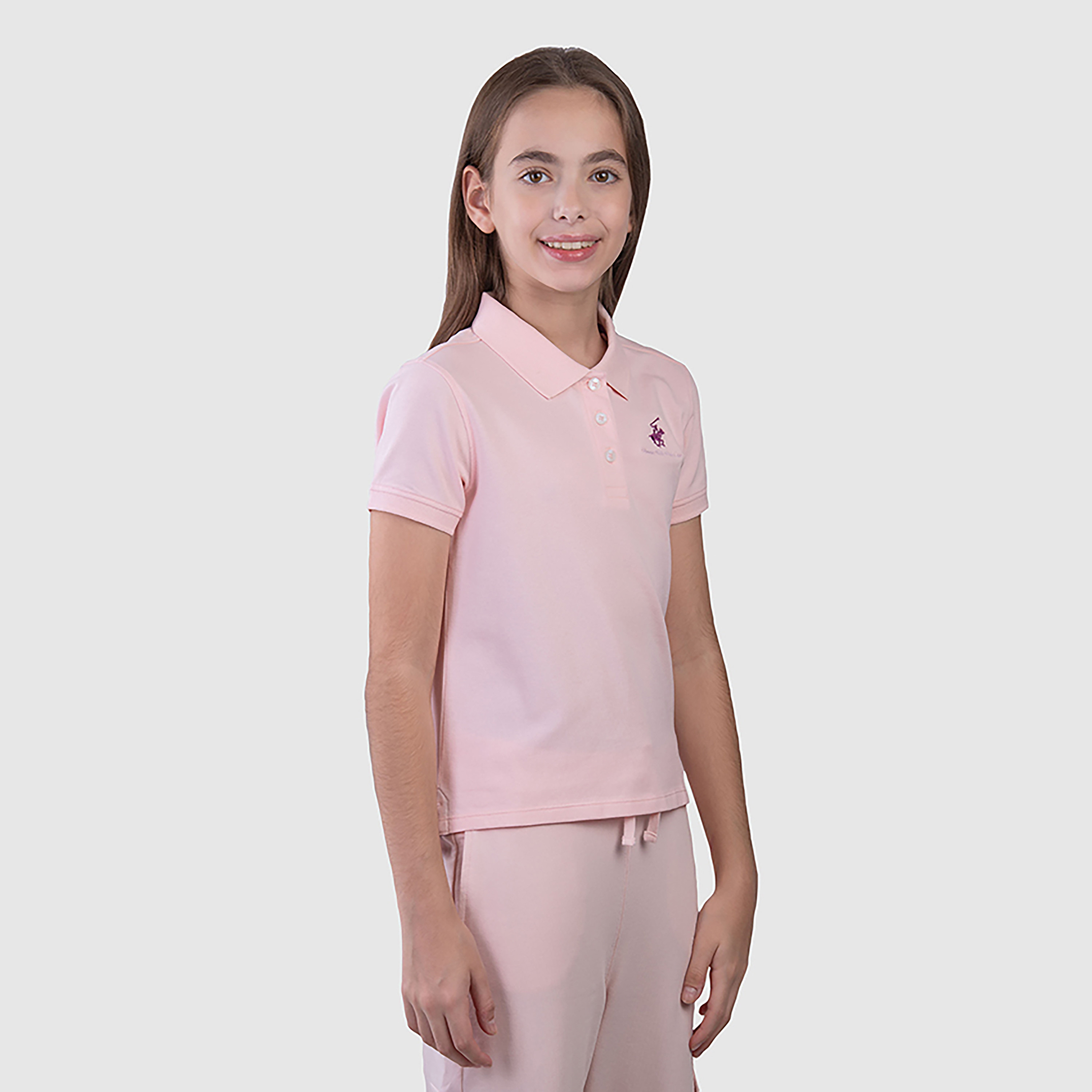 Beverly Hills Polo Club Solid Cotton Short Sleeves Collared T-Shirt-girls-clothing-tshirts-image-2