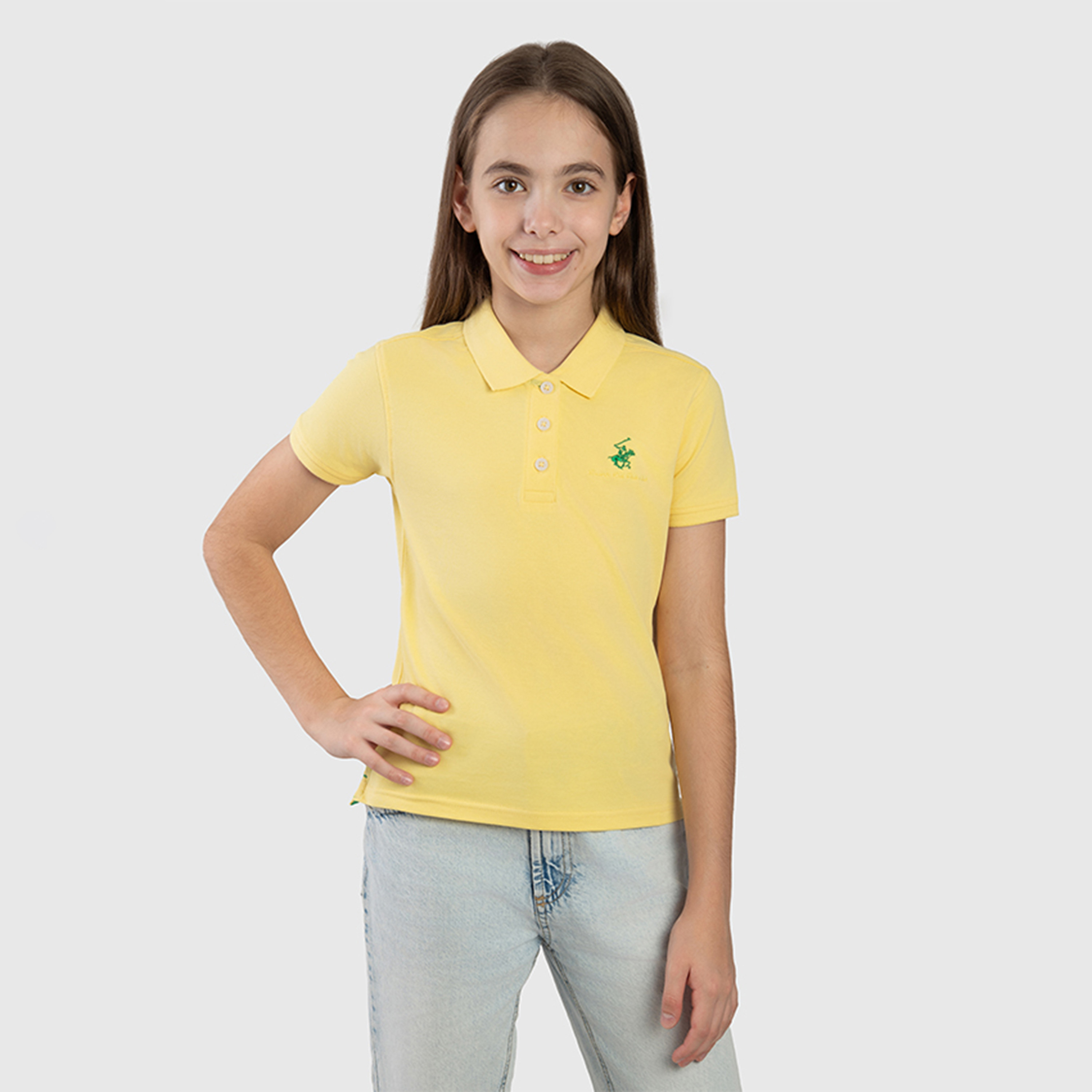 Beverly Hills Polo Club Cotton Solid Polo Neck T-Shirt-girls-clothing-tshirts-image-1
