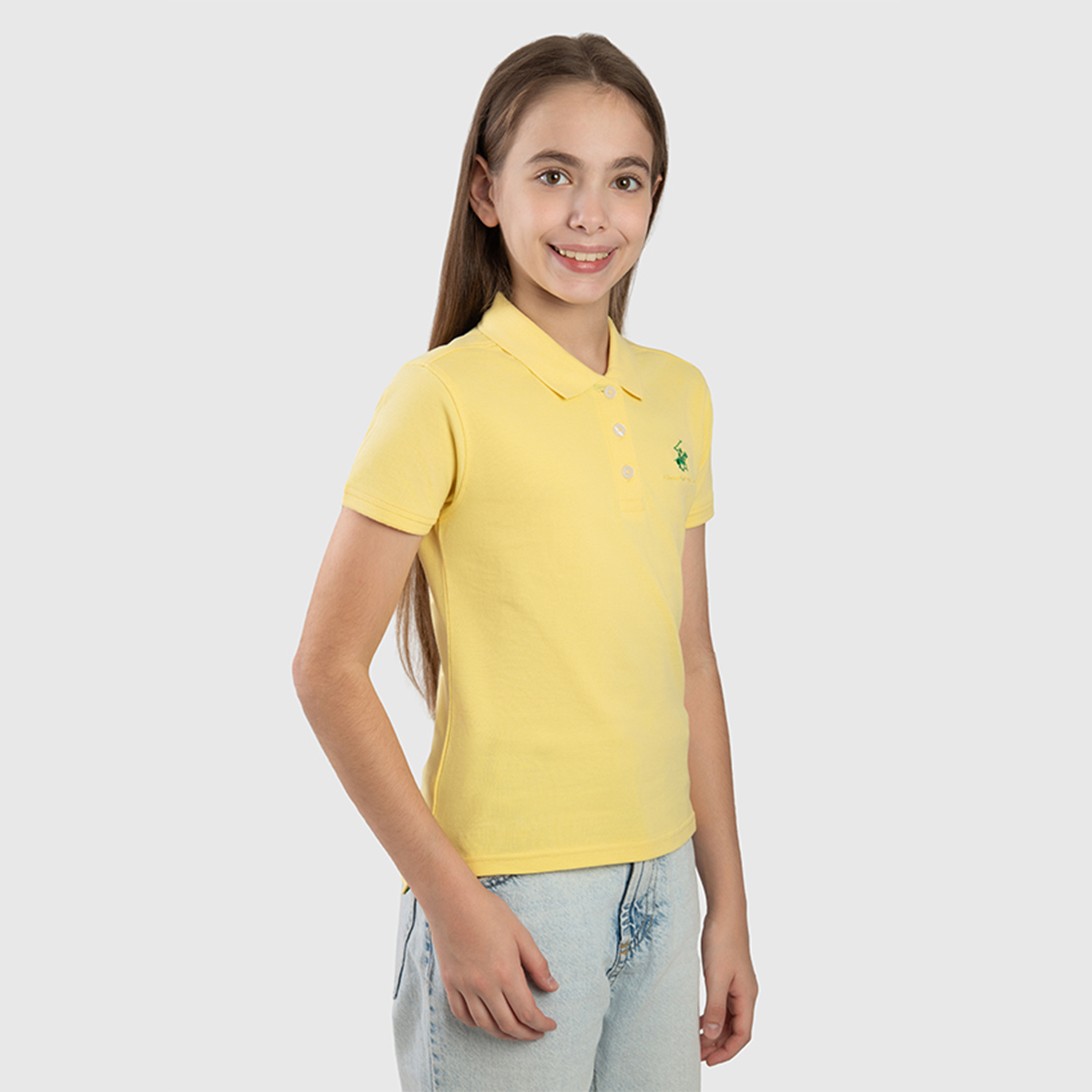 Beverly Hills Polo Club Cotton Solid Polo Neck T-Shirt-girls-clothing-tshirts-image-3