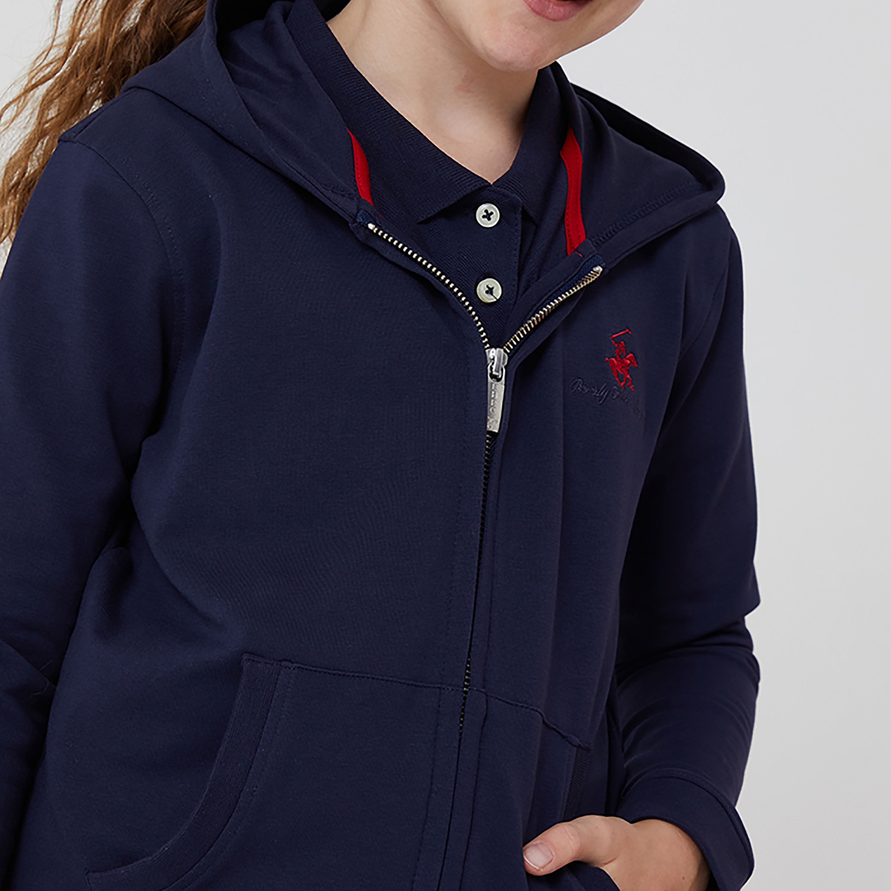 Beverly Hills Polo Club Logo Embroidered Ziipper Hoodie-girls-clothing-sweatshirts-image-11