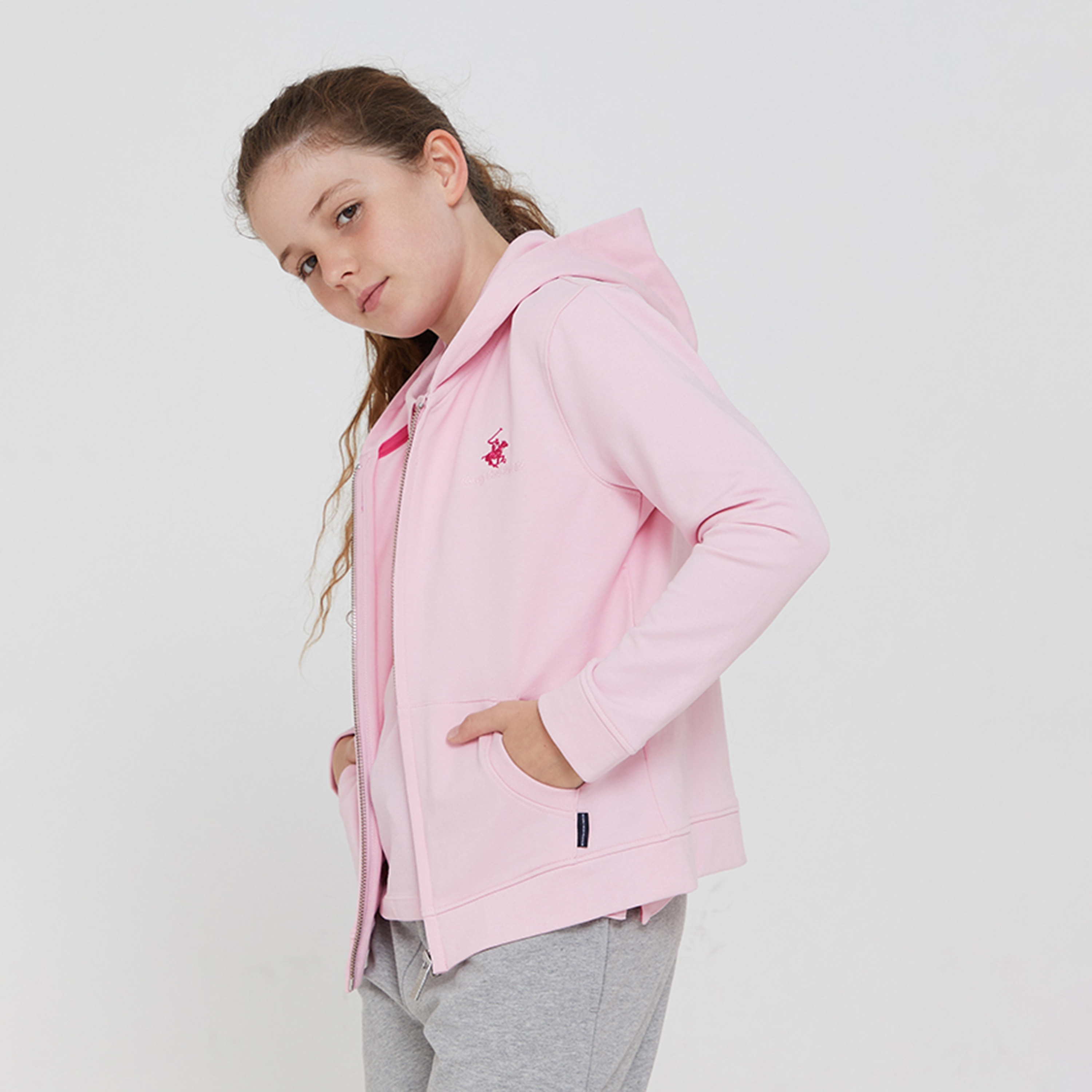 Beverly Hills Polo Club Logo Embroidered Ziipper Hoodie-girls-clothing-sweatshirts-image-5