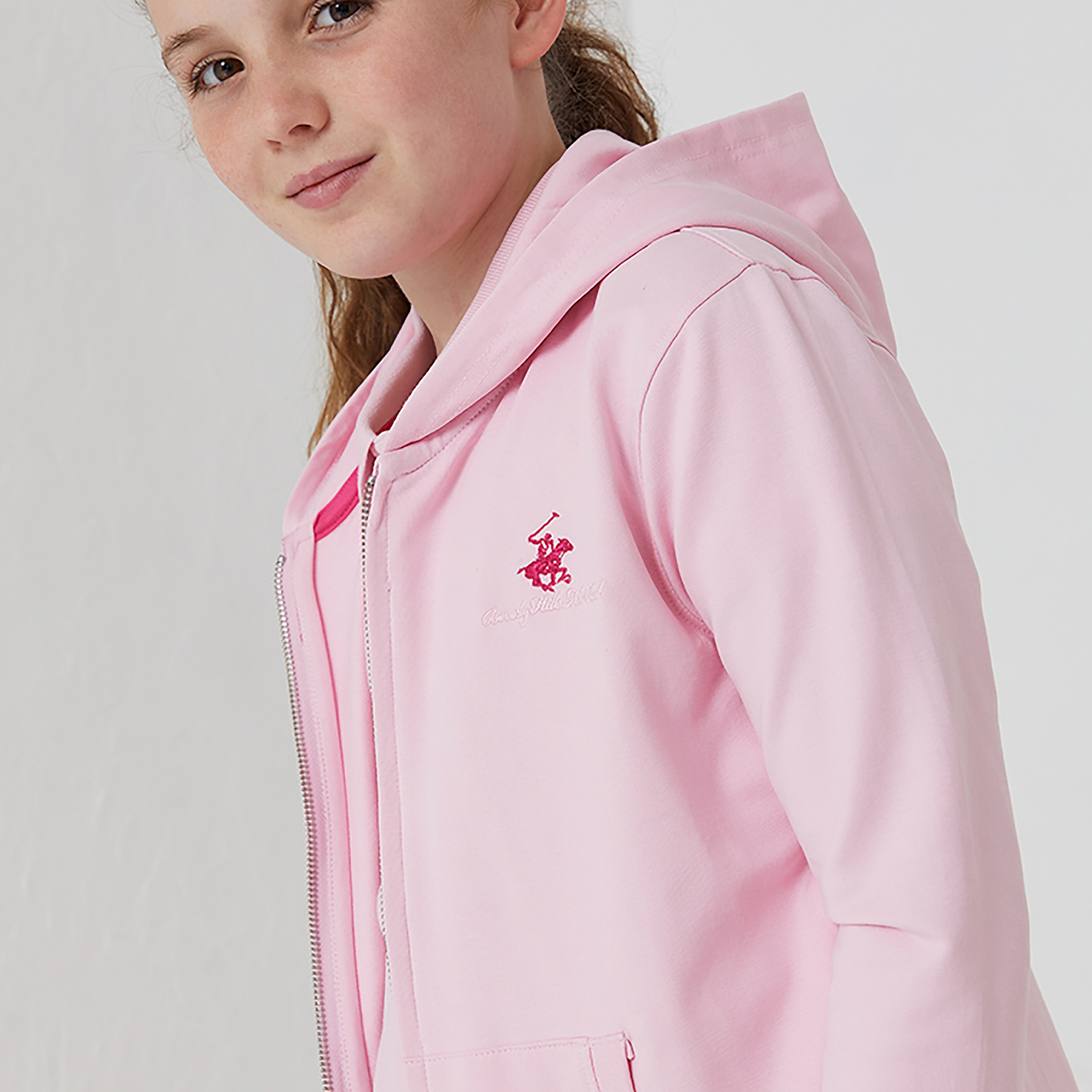 Beverly Hills Polo Club Logo Embroidered Ziipper Hoodie-girls-clothing-sweatshirts-image-7