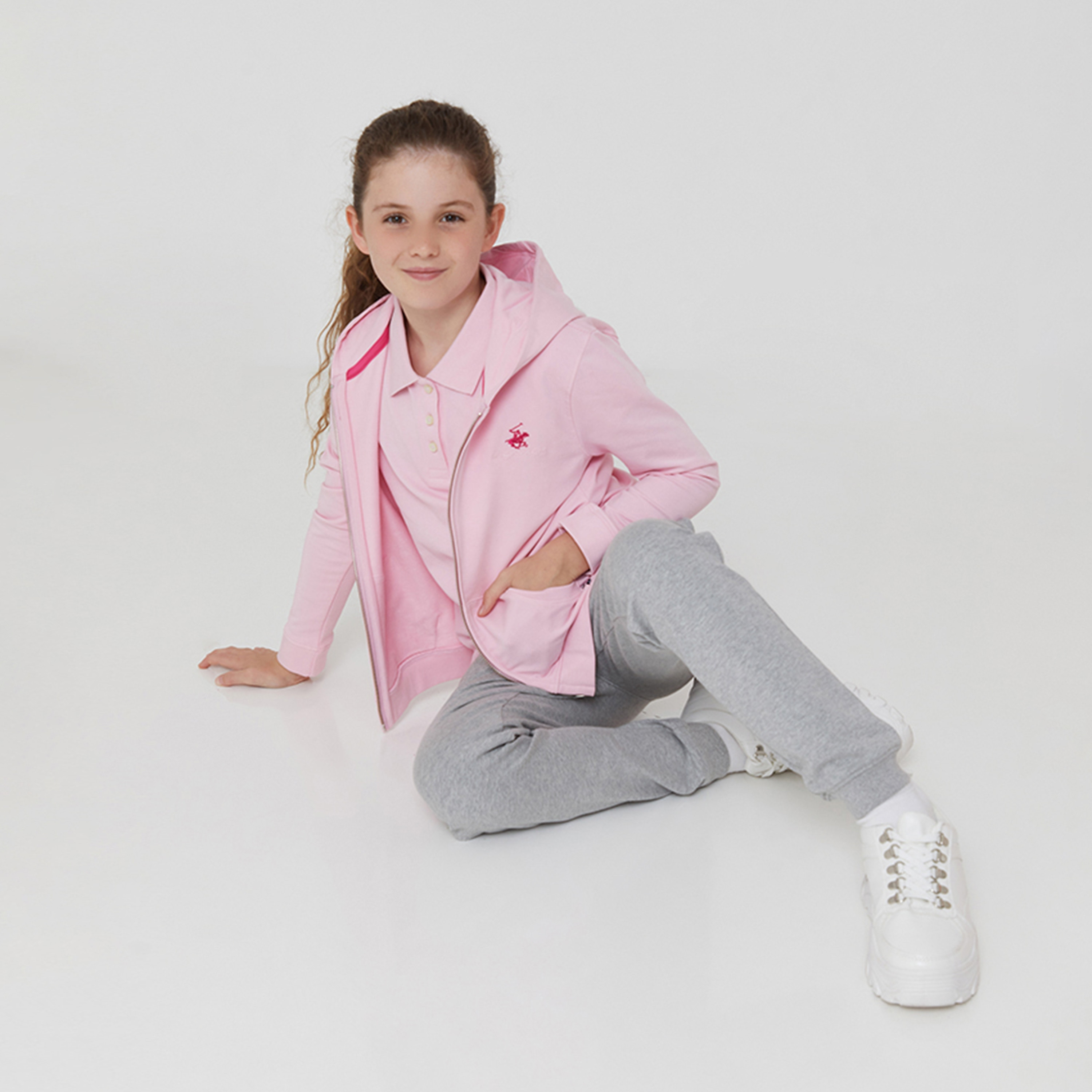 Beverly Hills Polo Club Logo Embroidered Ziipper Hoodie-girls-clothing-sweatshirts-image-8