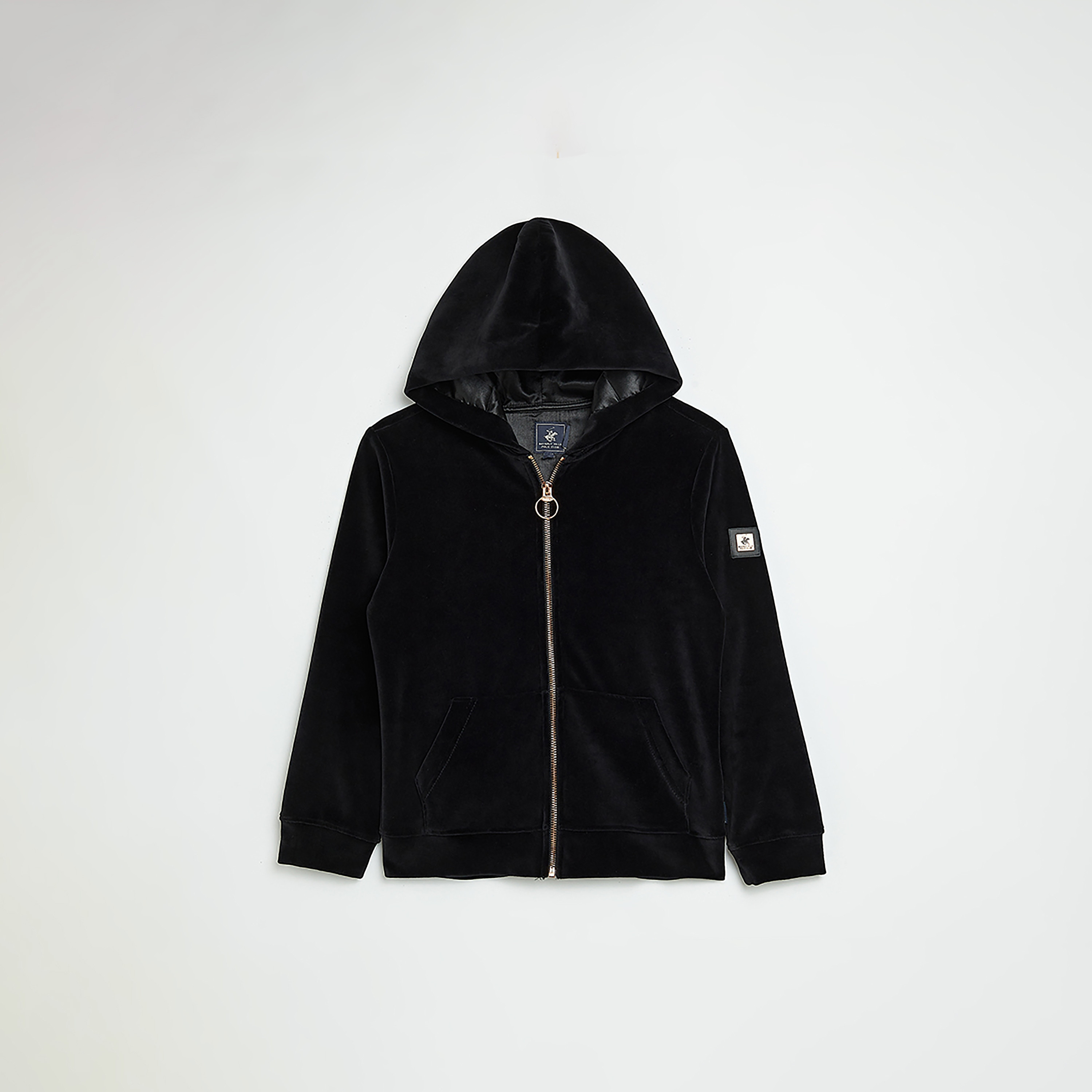 Beverly Hills Polo Club Zippered Hooded Velvet Jacket-girls-clothing-winterwear-jacketsandcoats-image-1