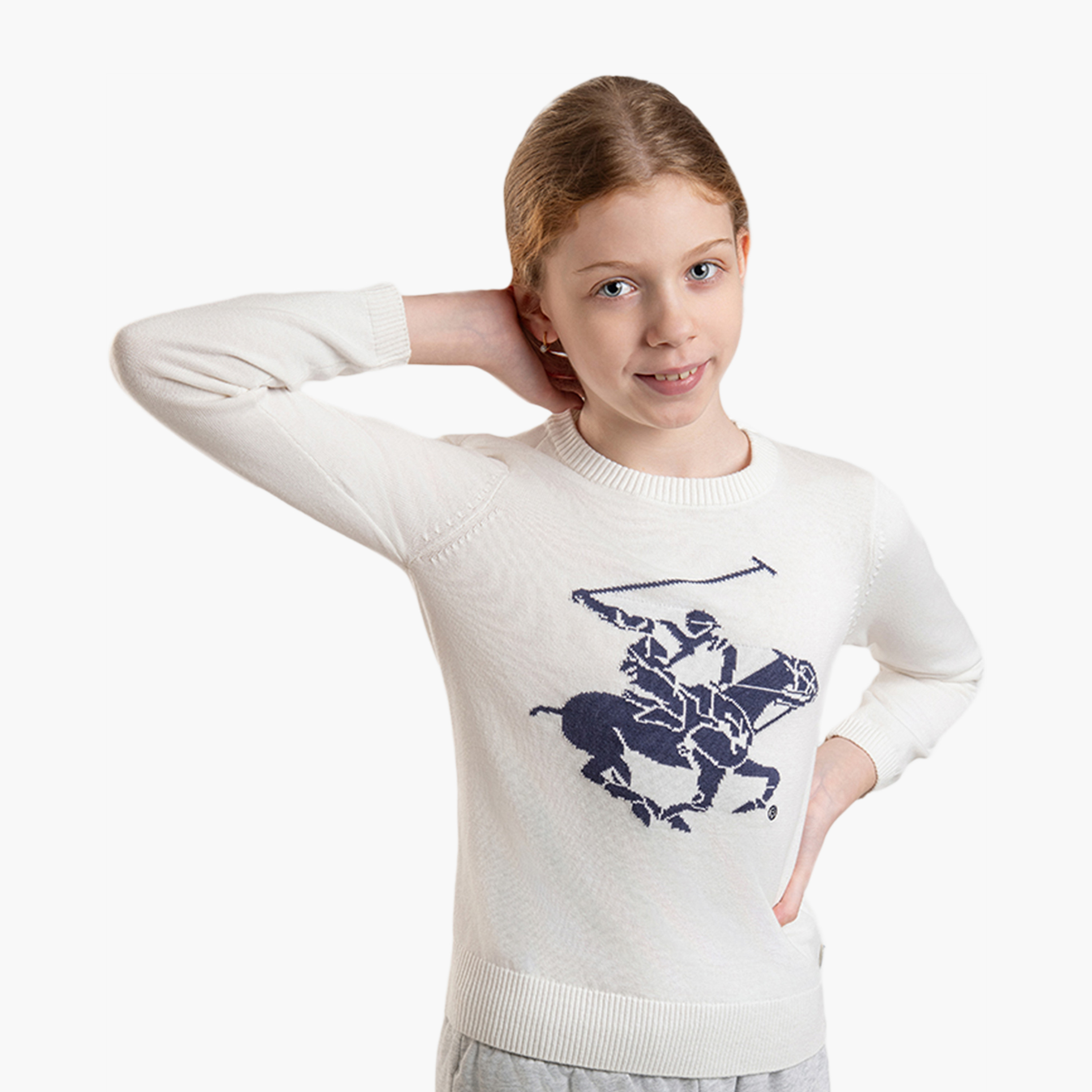 كنزة برقبة دائرية من بيفرلي هيلز بولو كلوب-girls-clothing-winterwear-jumpersandcardigans-image-1