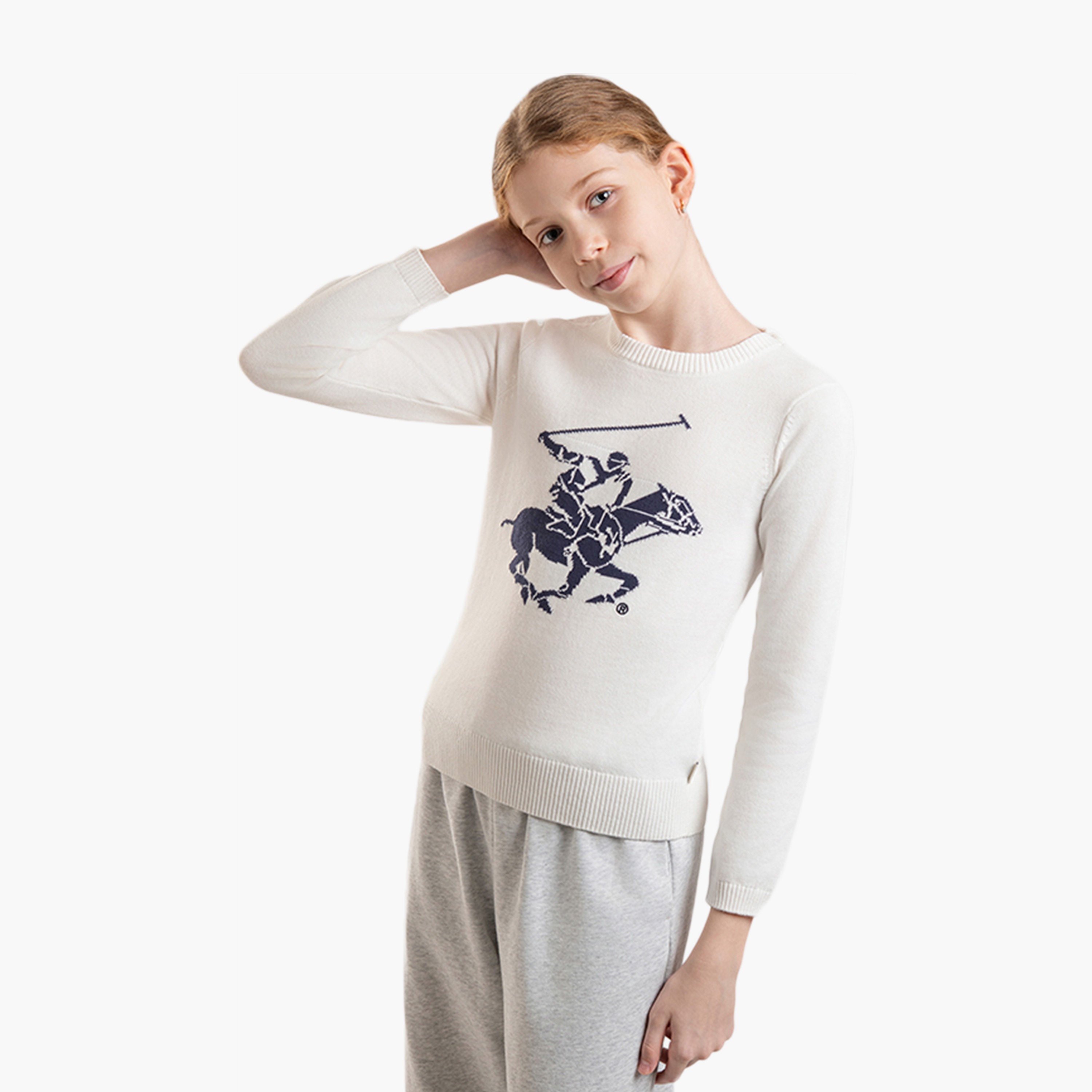 كنزة برقبة دائرية من بيفرلي هيلز بولو كلوب-girls-clothing-winterwear-jumpersandcardigans-image-2