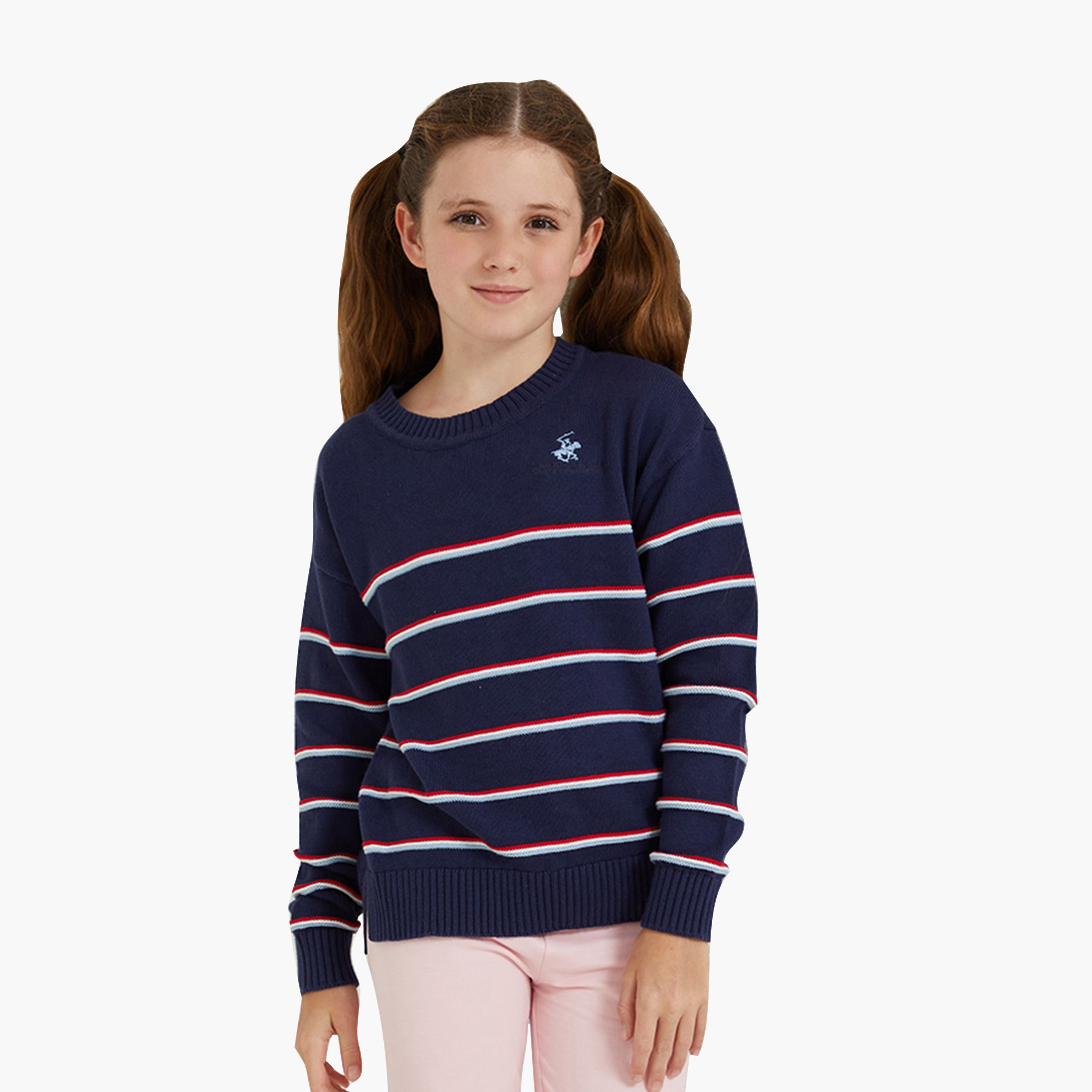 بلوفر قطني بأكمام طويلة وخطوط من بيفرلي هيلز بولو كلوب-girls-clothing-winterwear-jumpersandcardigans-image-1