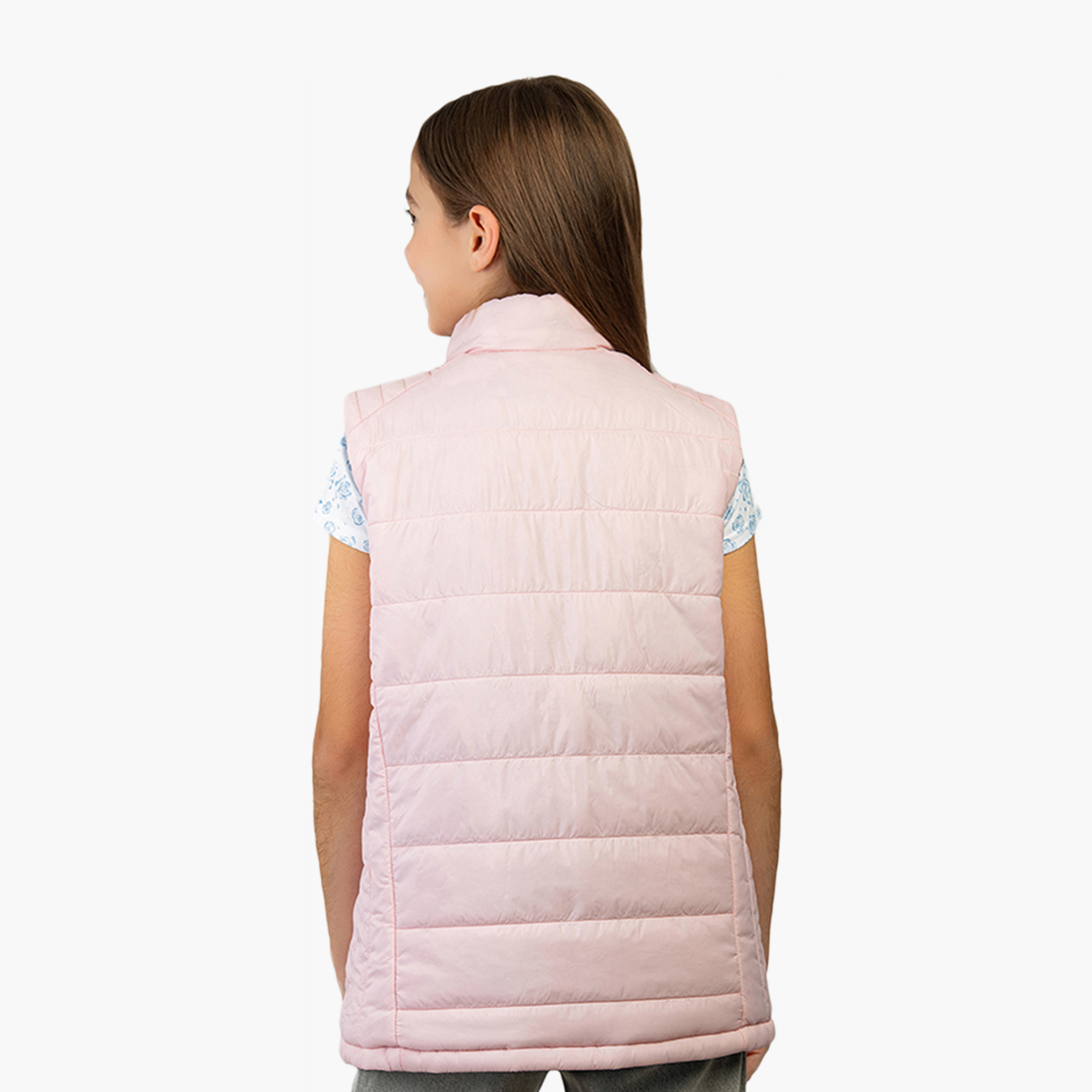 Beverly Hills Polo Club Sleeveless Cotton Reversible High Neck Jacket-girls-clothing-jacketsandcoats-image-4