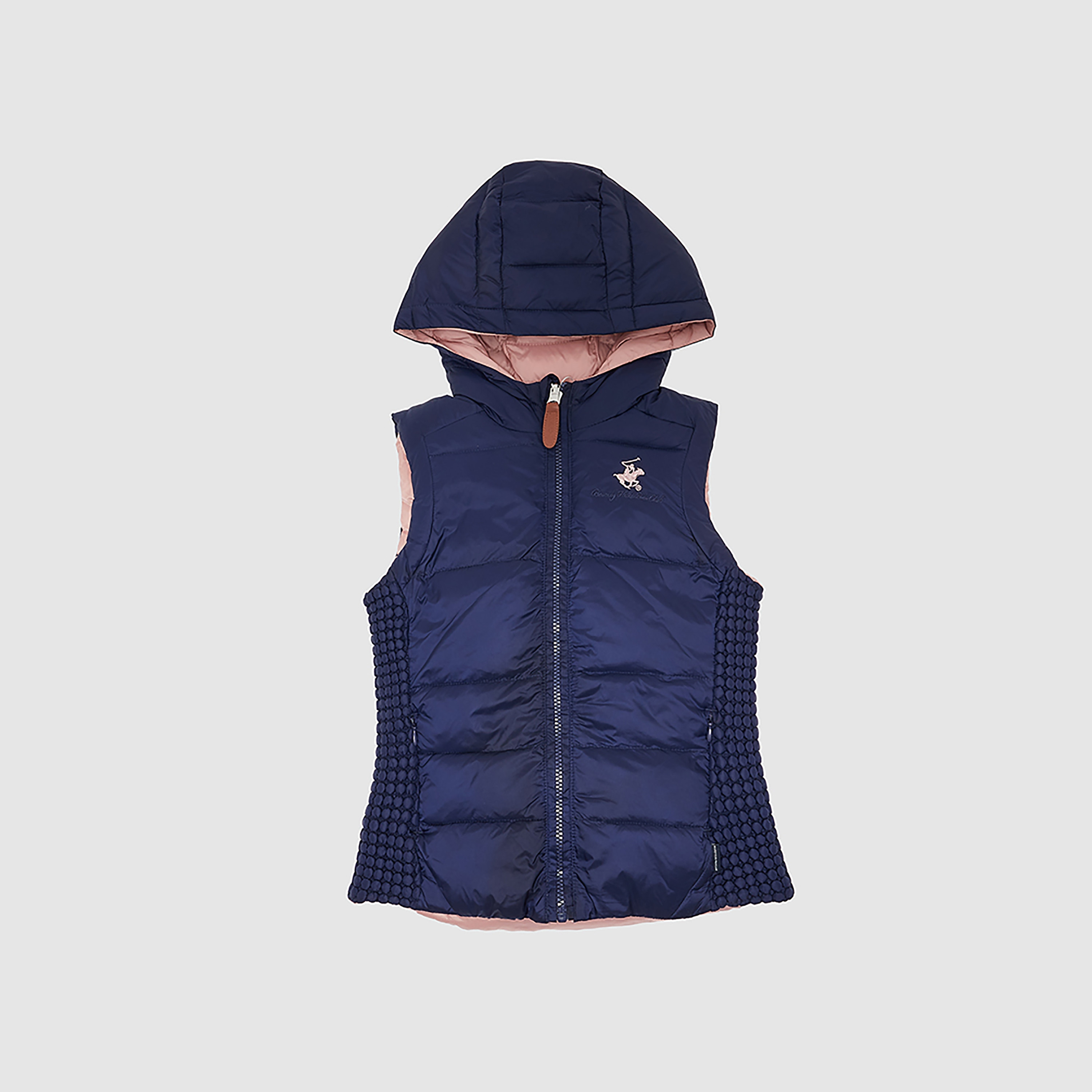 Beverly Hills Polo Club Solid Hooded Sleeveless Padded Jacket-girls-clothing-winterwear-jacketsandcoats-image-1