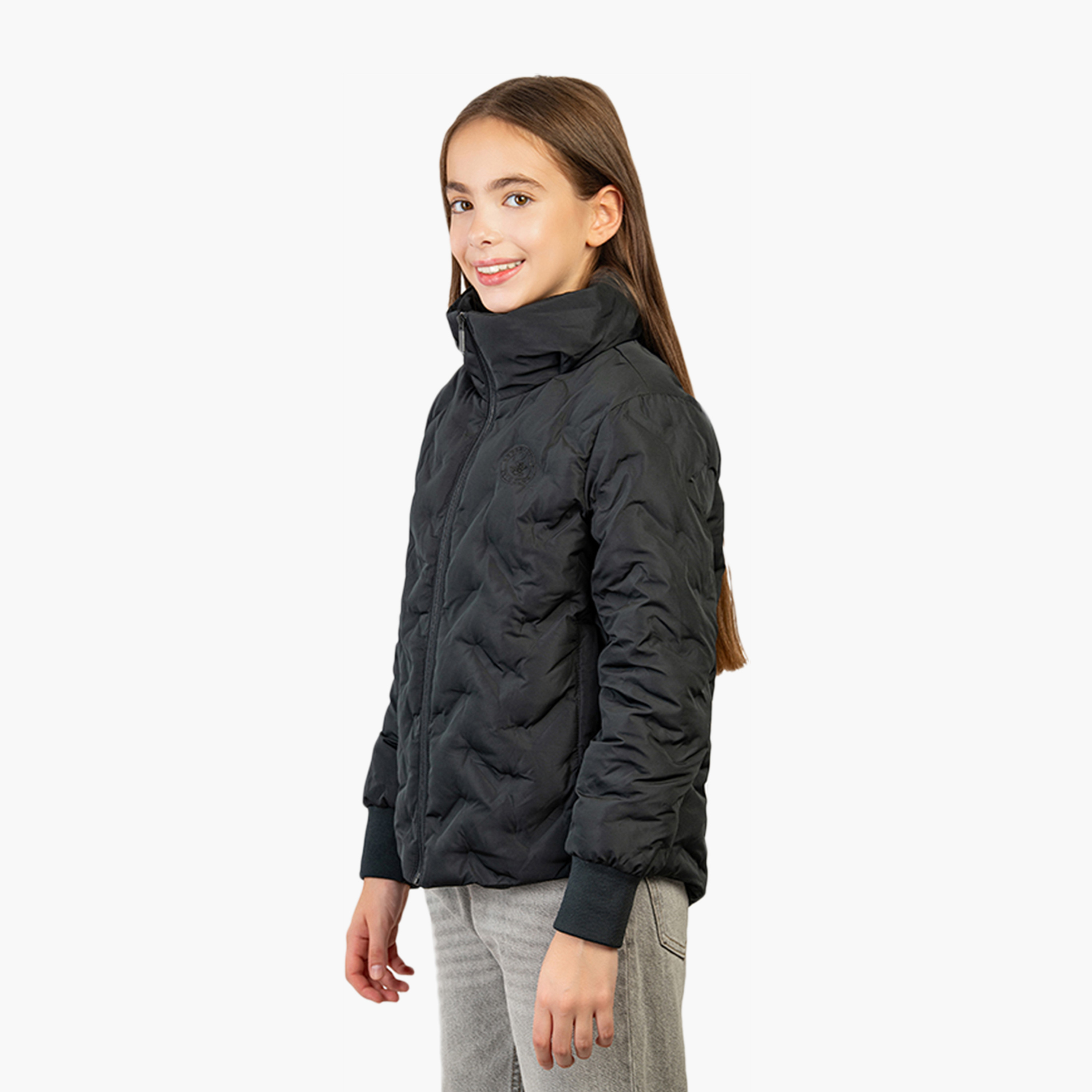 Beverly Hills Polo Club Long Sleeves Cotton Logo Detail High Neck Bomber Jacket-girls-clothing-jacketsandcoats-image-2