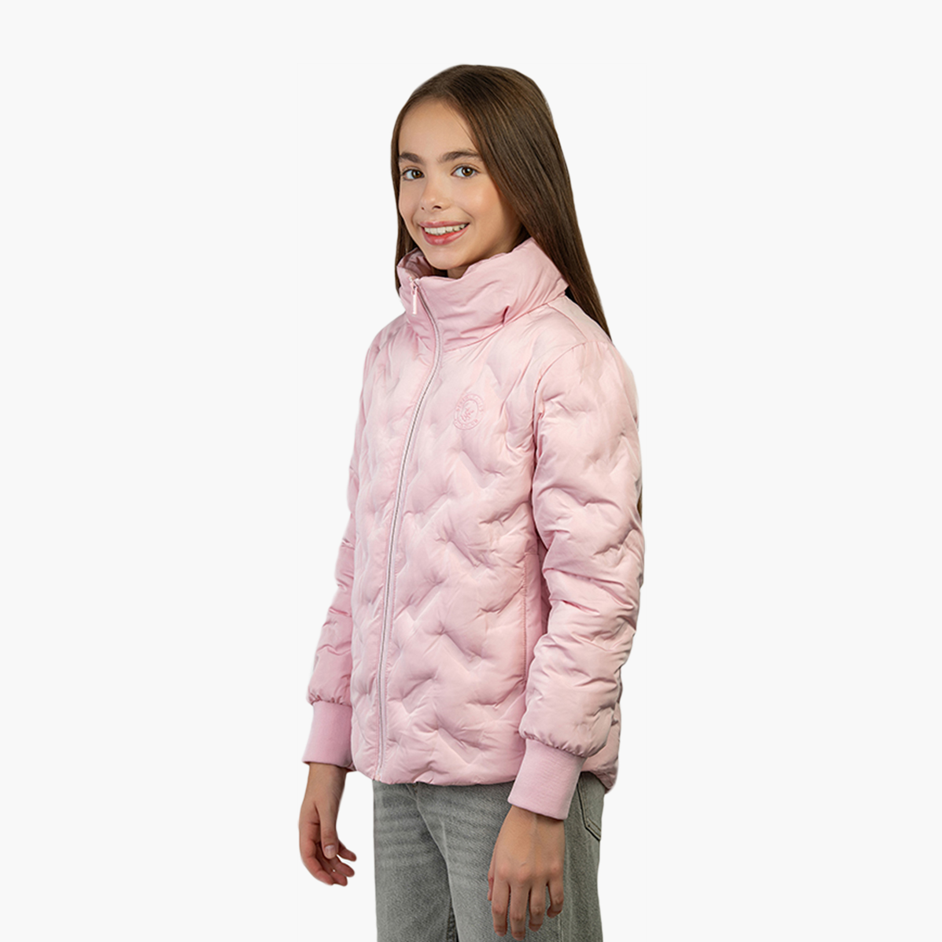 Beverly Hills Polo Club Long Sleeves Cotton Logo Detail High Neck Bomber Jacket-girls-clothing-jacketsandcoats-image-2